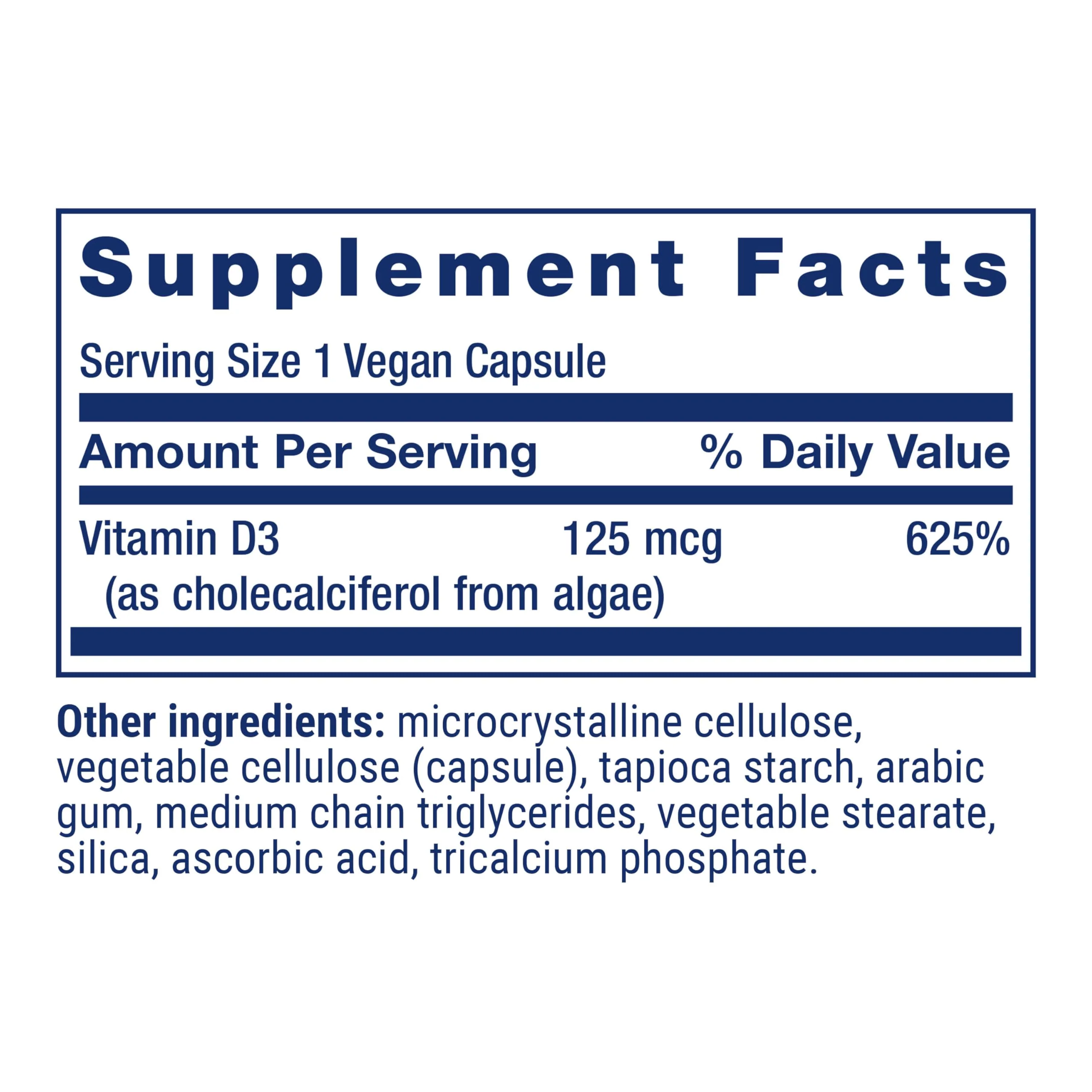 Life Extension Vegan Vitamin D3, 125 mcg (5000 IU), cholecalciferol from Algae, high-Potency Immune, Bone & Whole-Body Health, Gluten-Free, Non-GMO, 1 Daily, Vegan, 60 Vegan Capsules - Image 10