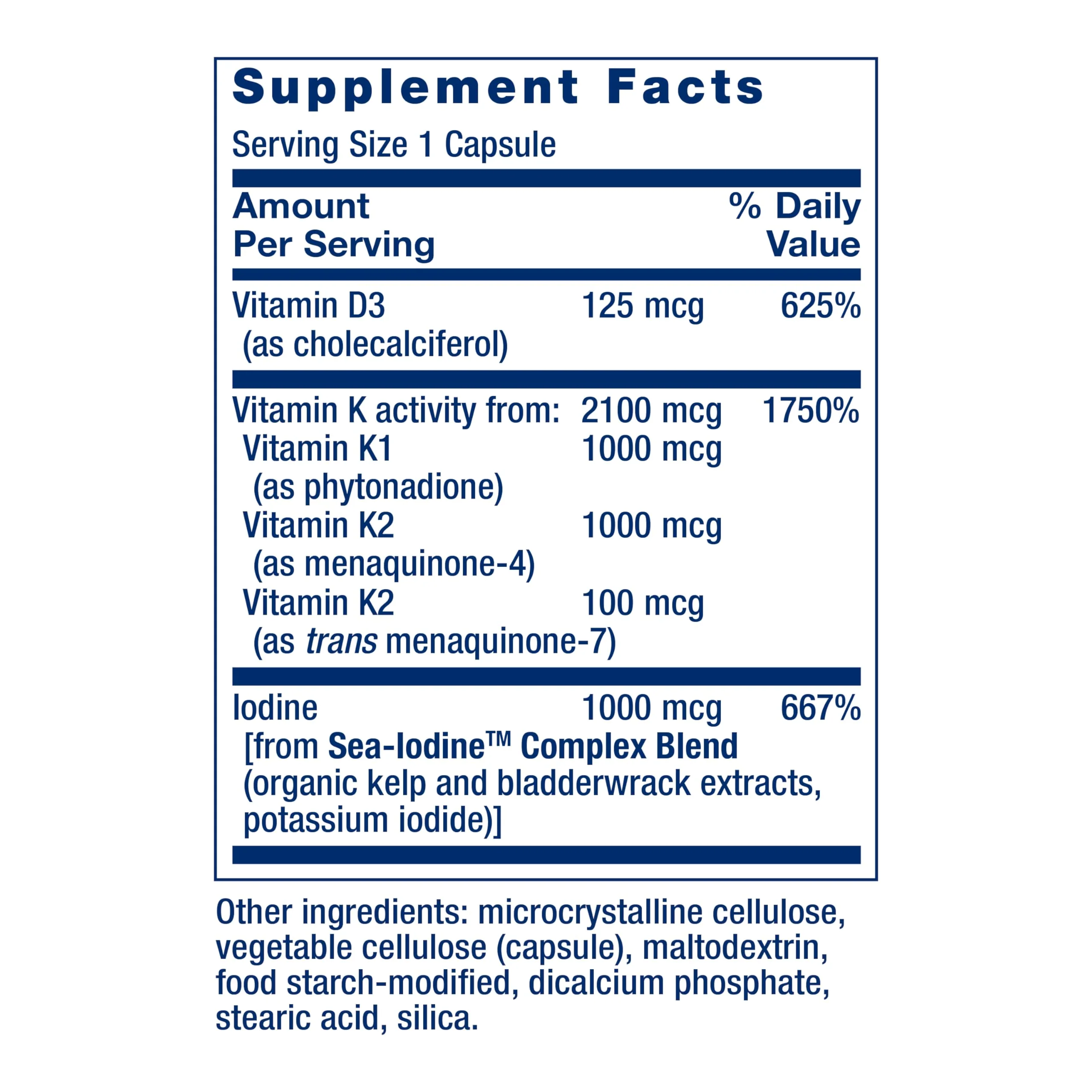 Life Extension Vitamins D and K with SeaIodine Bone Brain Thyroid Arterial Support Non GMO Once Daily Gluten Free, 60 Count - Image 9