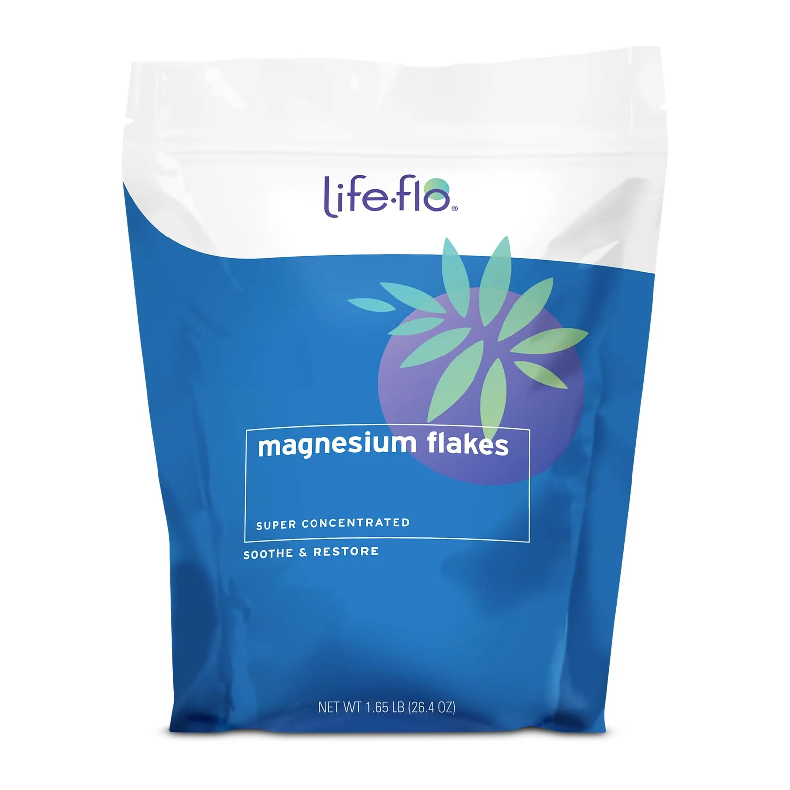 LIFE-FLO Magnesium Bath Flakes - Unscented Magnesium Flakes with Ancient Trace Minerals from the Zechstein Seabed - Epsom Salt Bath Soak Alternative or Relaxing Foot Soak - 60-Day Guarantee - 26.4oz