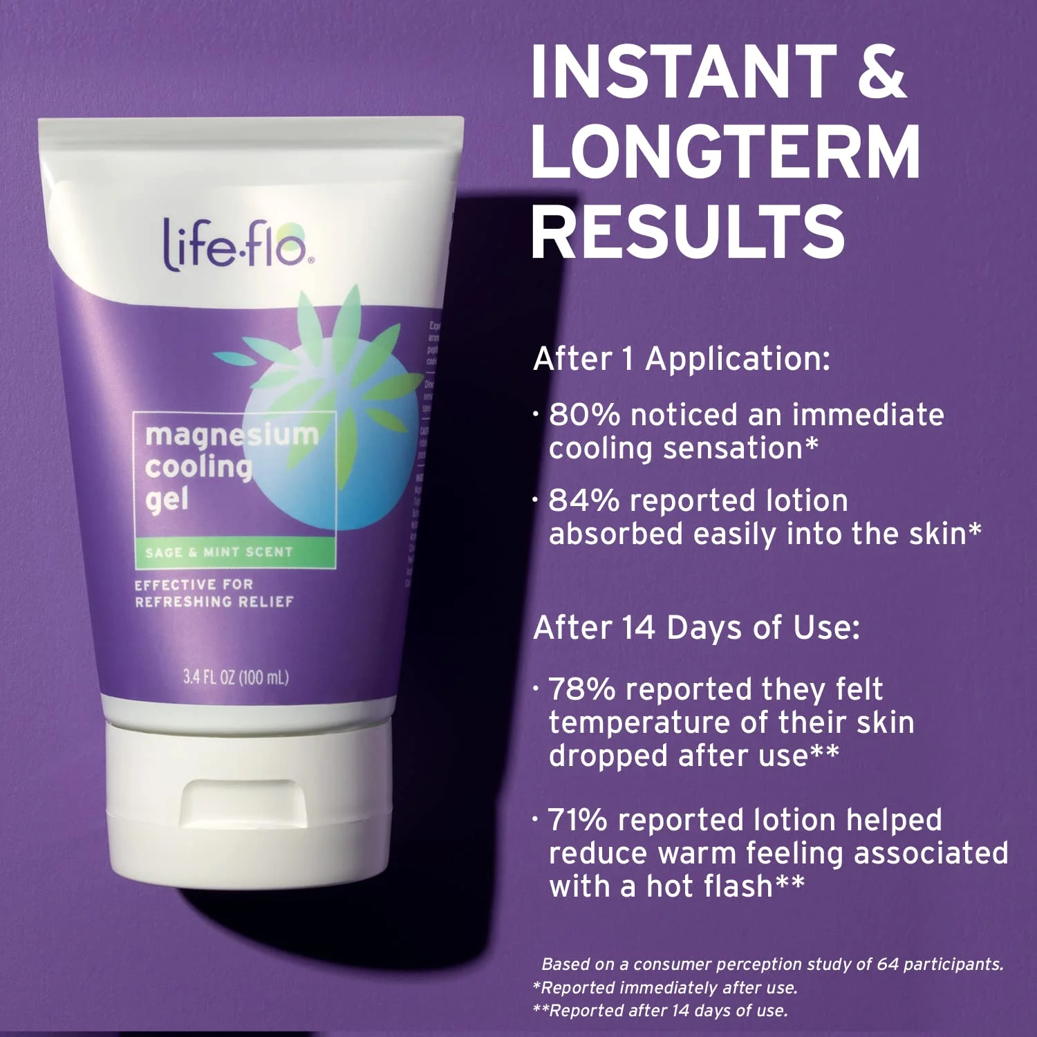 Life-flo Magnesium Cooling Gel, Refreshing Magnesium Lotion for Women Instantly Cools Hot Flashes, Soothes and Restores with Magnesium Chloride and MSM, Fresh Sage Mint Scent, 60-Day Guarantee, 3.4 oz - Image 4