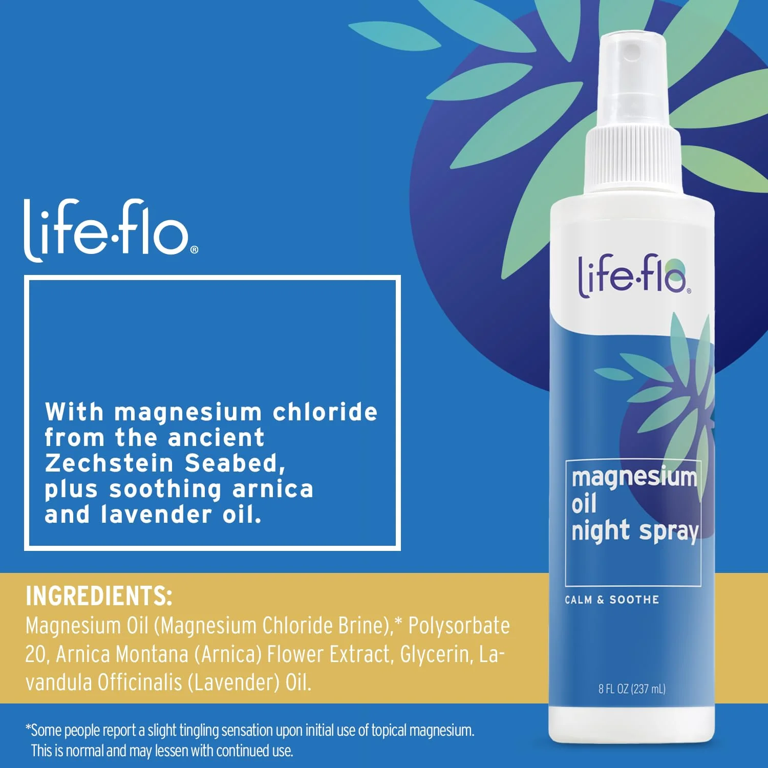 Life flo Magnesium Oil Night Spray - Pure Magnesium Oil Spray for Feet and Body, Sourced from Zechstein Seabed and Infused with Lavender, Calming for Adults and Kids, Cruelty-Free - 8 fl oz - Image 2