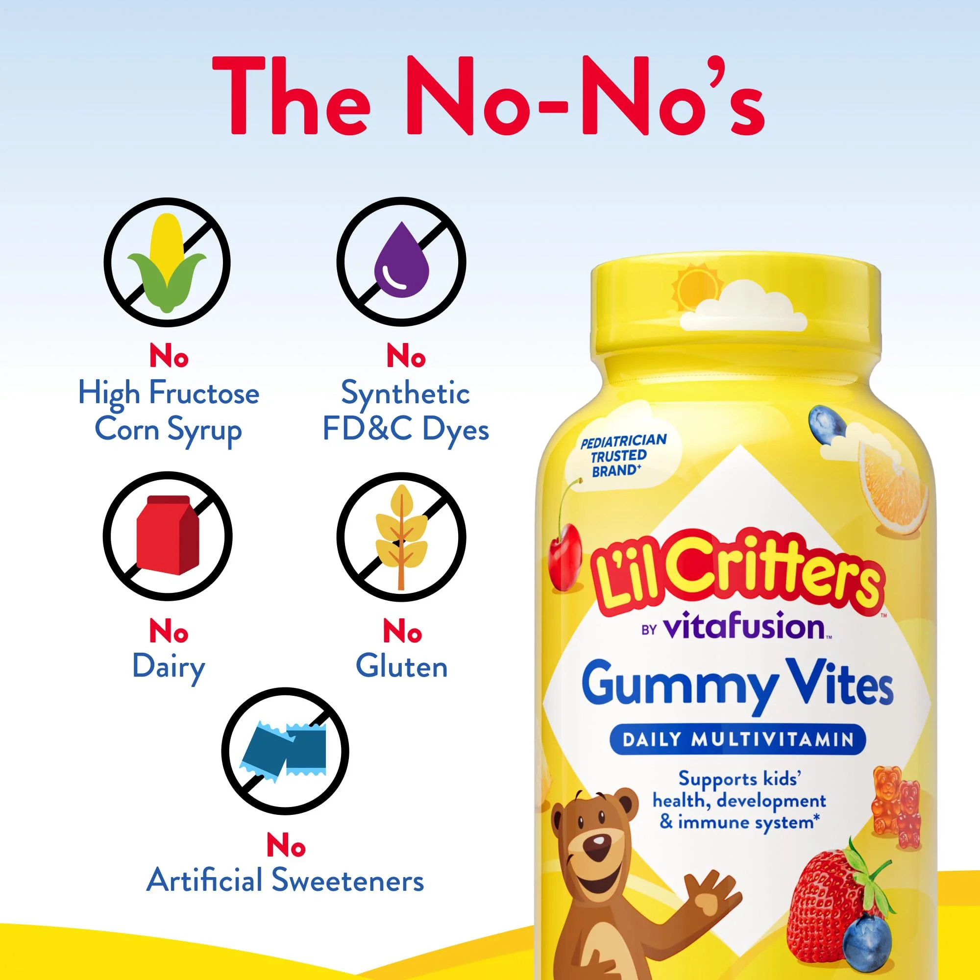 L'il Critters Gummy Vites Daily Kids Multivitamins Assorted Fruit Flavors for Ages 2+ Toddlers & Kids, Gummy Vitamin with Vitamin C and D, 95-190 Day Supply, 190 Gummies - Image 5