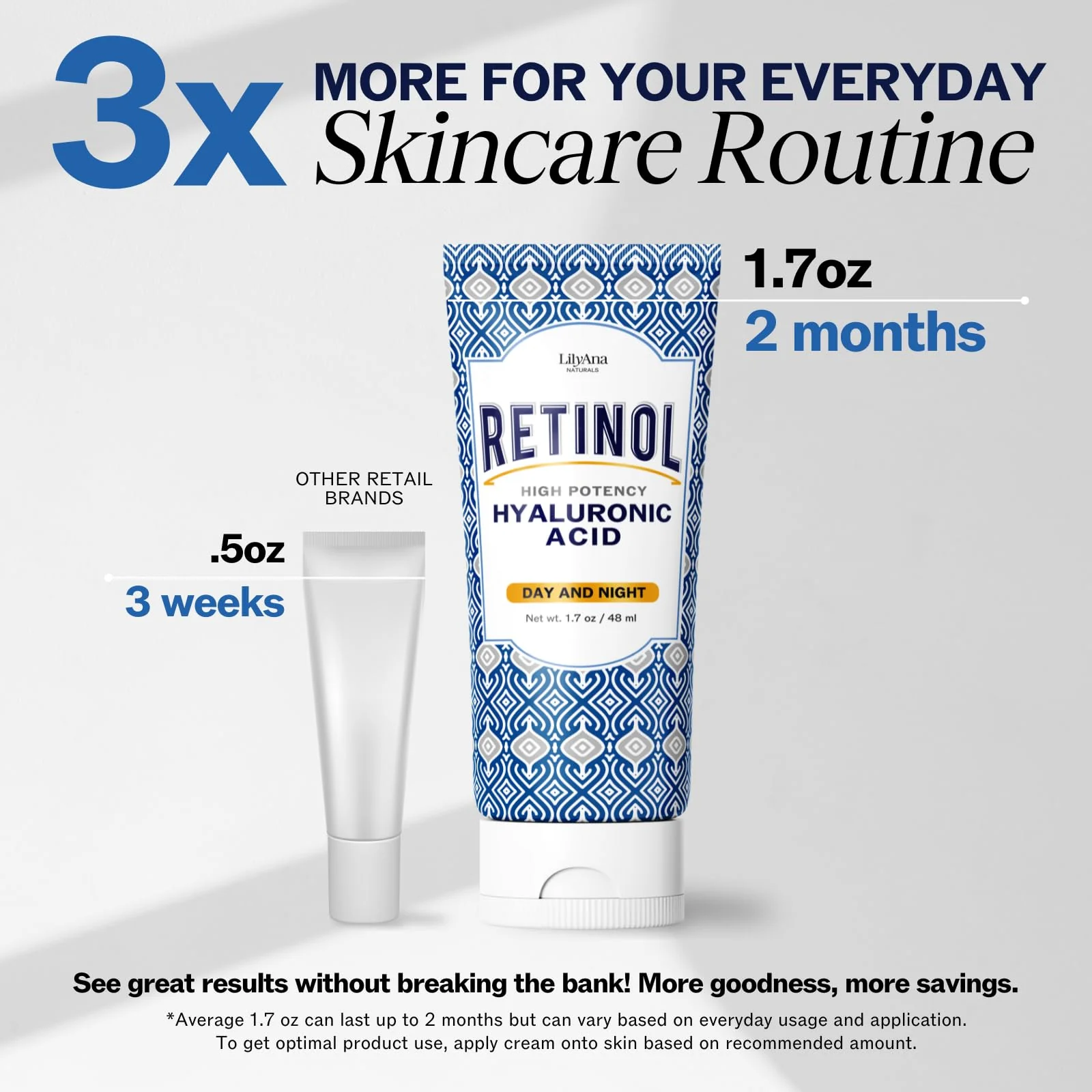 LilyAna Naturals Anti Aging Retinol Face Cream for Women – Wrinkle & Neck Cream for Firming, Retinol Moisturizer for Face with Hyaluronic Acid, Hydrating Night Cream for Fine Lines, Collagen Boost - Image 5