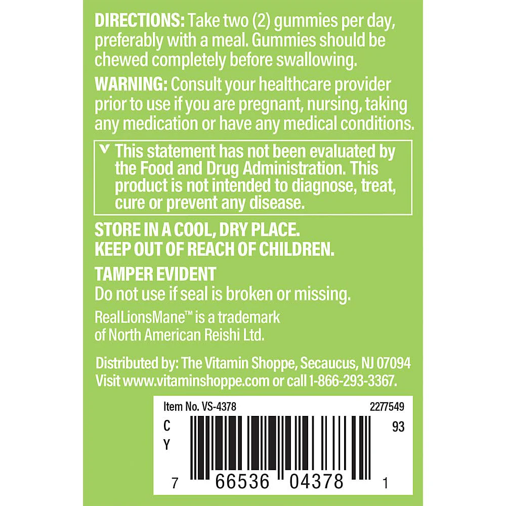 LionaTMs Mane Gummies a" Brain & Nerve Support a" Mixed Berry (60 Vegan Gummies) - Image 2