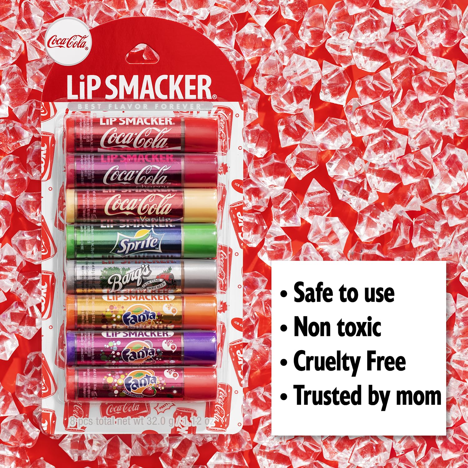 Lip Smacker Coca-Cola Flavored Balm, 8 Count, Flavors Coke, Cherry Vanilla Sprite, Root Beer, Orange Fanta, Grape Strawberry Fanta - Image 4