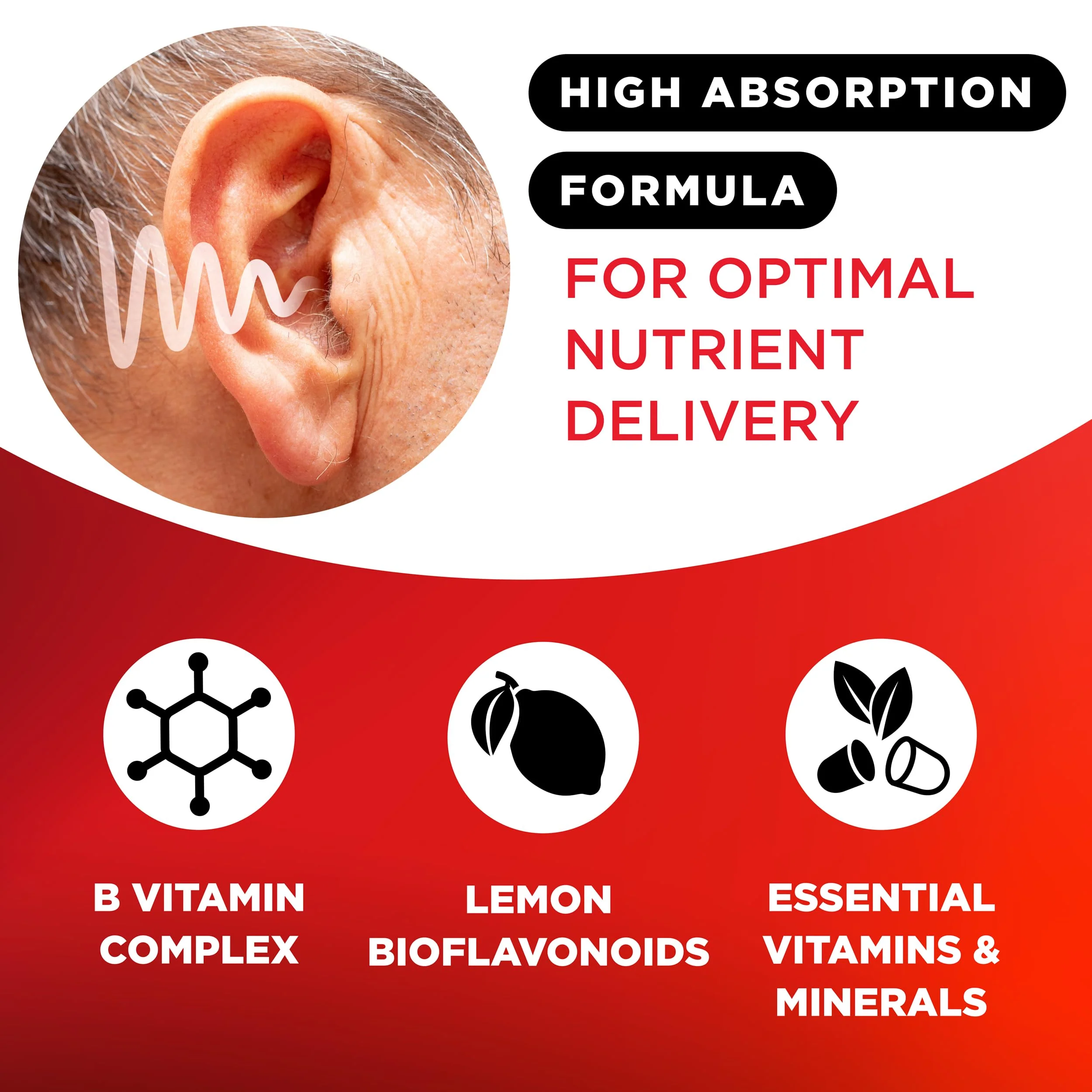 Lipo Flavonoid Ear Ringing - Doctor-Recommended for Ringing Ears – Clinically Proven Lemon Bioflavonoid Complex with Vitamins C, B1, B2, B6, B12, & Calcium - 100 Caplets - Image 10