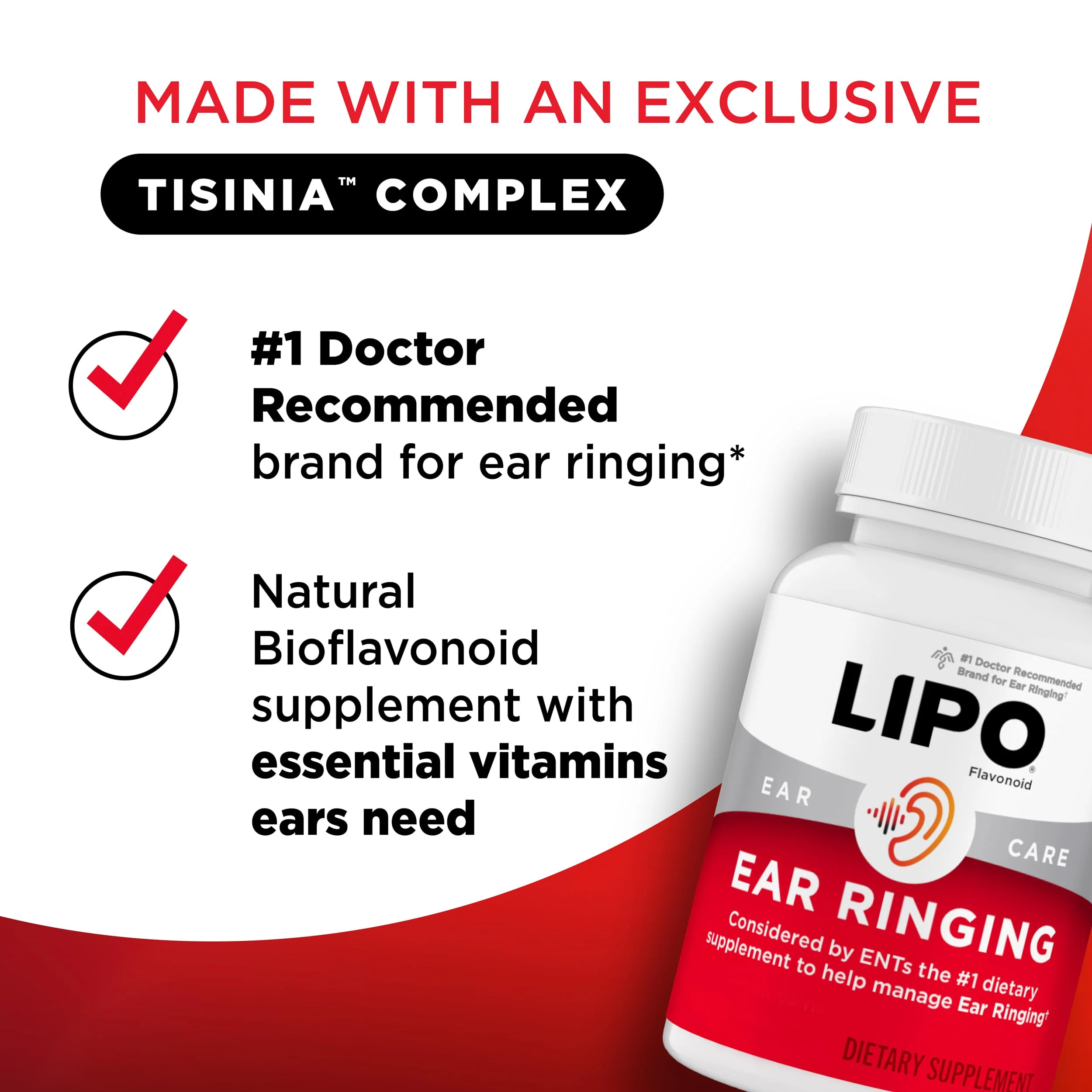 Lipo Flavonoid Ear Ringing - Doctor-Recommended for Ringing Ears – Clinically Proven Lemon Bioflavonoid Complex with Vitamins C, B1, B2, B6, B12, & Calcium - 100 Caplets - Image 11