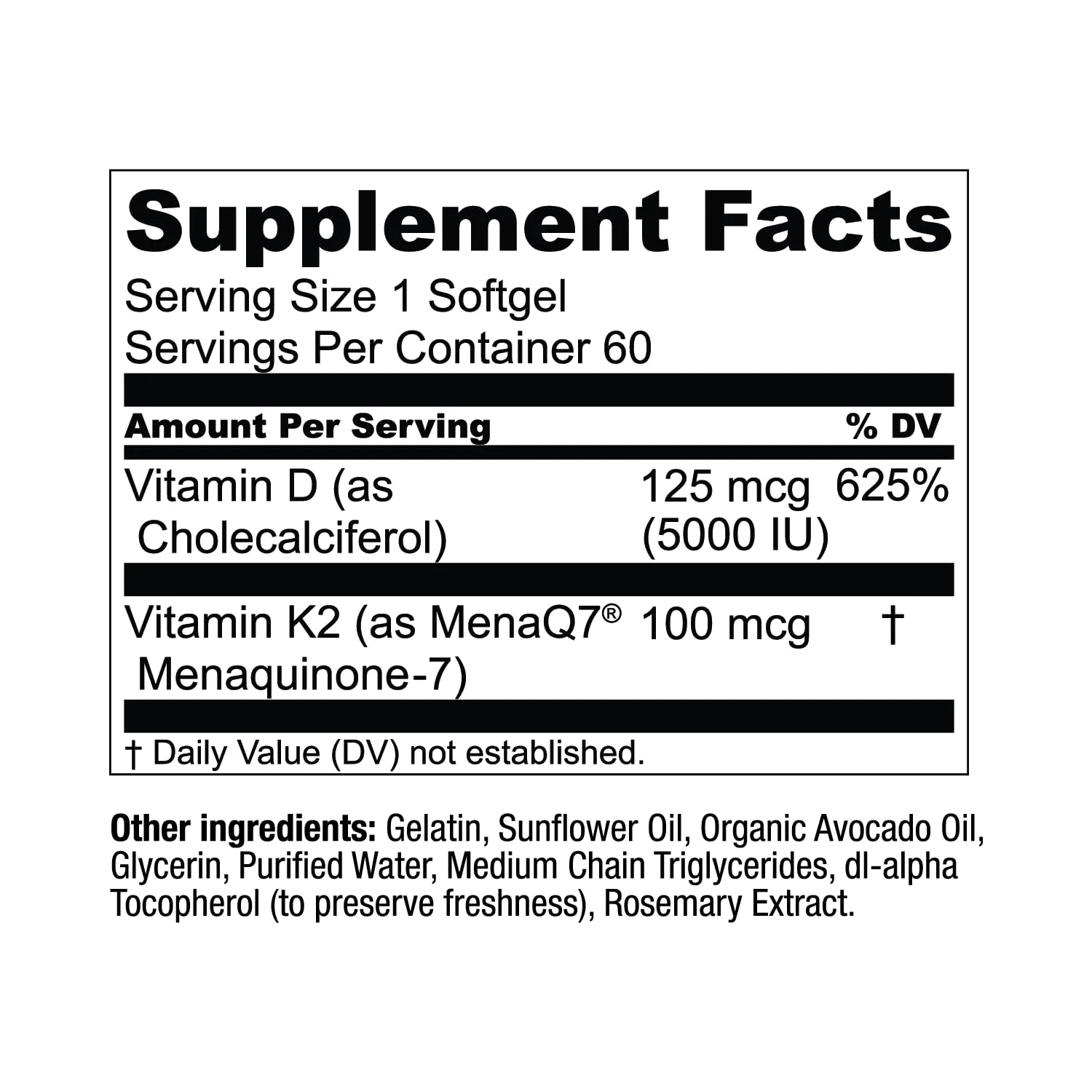 Live Conscious Vitamin K2 MK7 with D3 Supplement | Bone & Heart Health Support - Patented Vitamin K & Vitamin D3 5000 IU - 60 Softgels - Image 5