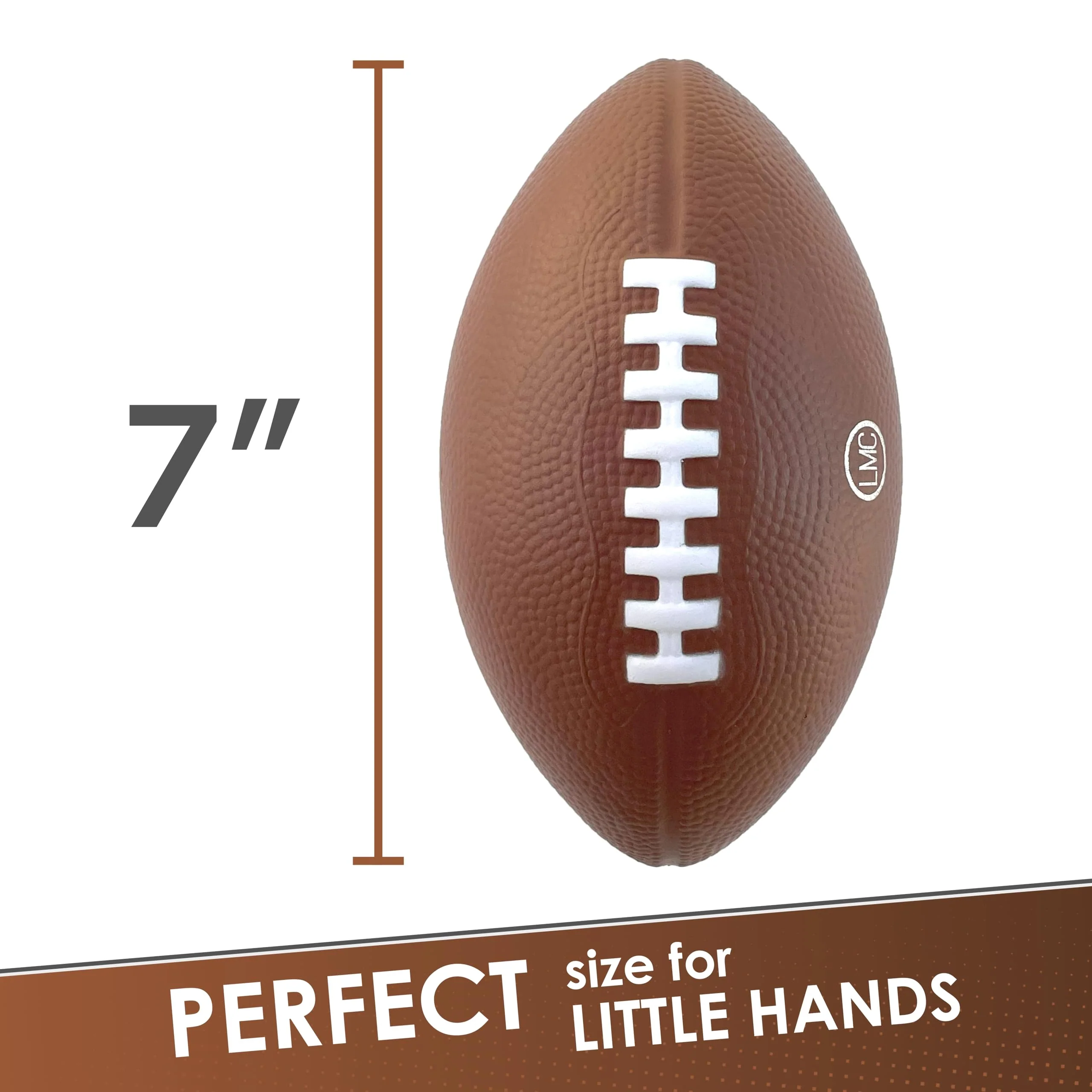 LMC Products Foam Football - 7" Easy Grip Small Footballs for Kids - Youth Size Quality Soft Foam Toddler Ball (Brown) - Image 5