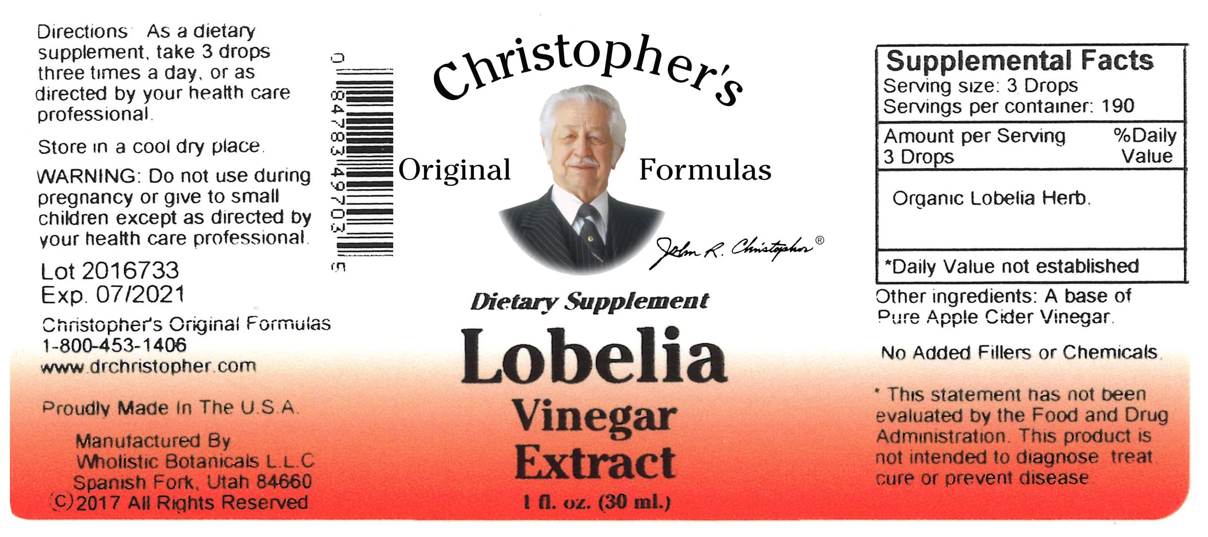 Lobelia Extract-Vinegar Based Dr. Christopher 1 oz Liquid - Image 2