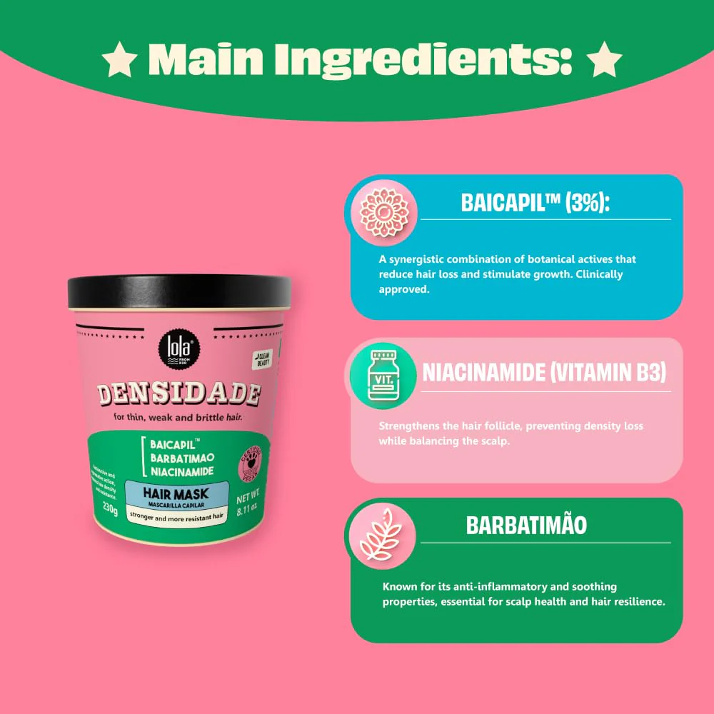 Lola From Rio - Densidade - Hair Mask For Fine, Weak, Brittle Hair, and Hair loss Problems, Stimulate Hair Growth and Improves Hair Resistance, Density, and Volume 8.11 Fl-Oz - Image 4