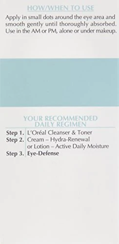 L'Oreal Paris Dermo-Expertise Eye Defense Eye Cream with Caffeine and Hyaluronic Acid 0.5 oz - Image 2