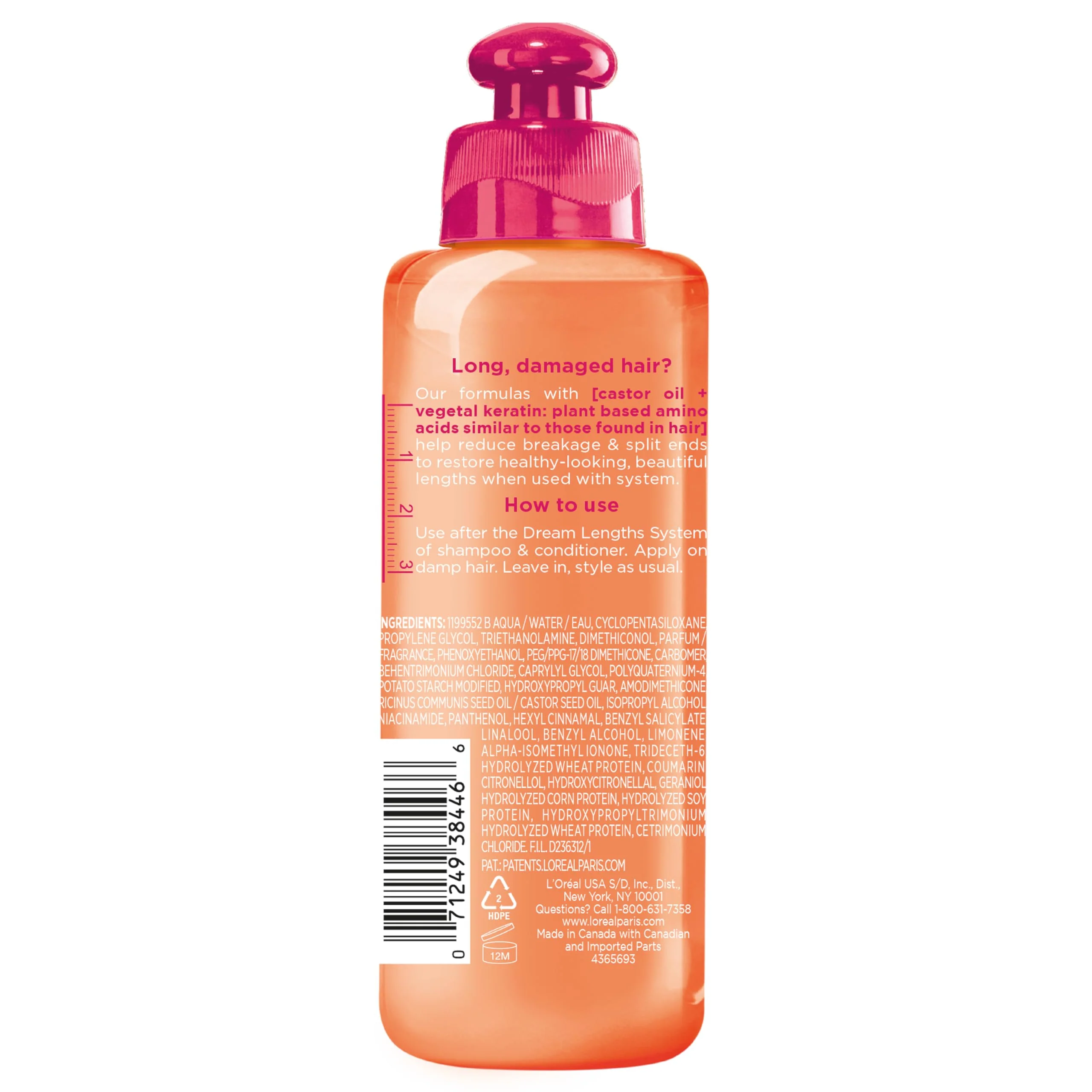 L'Oreal Paris Elvive Dream Lengths No Haircut Cream Leave In Conditioner, 6.8 fl. oz. - Image 3