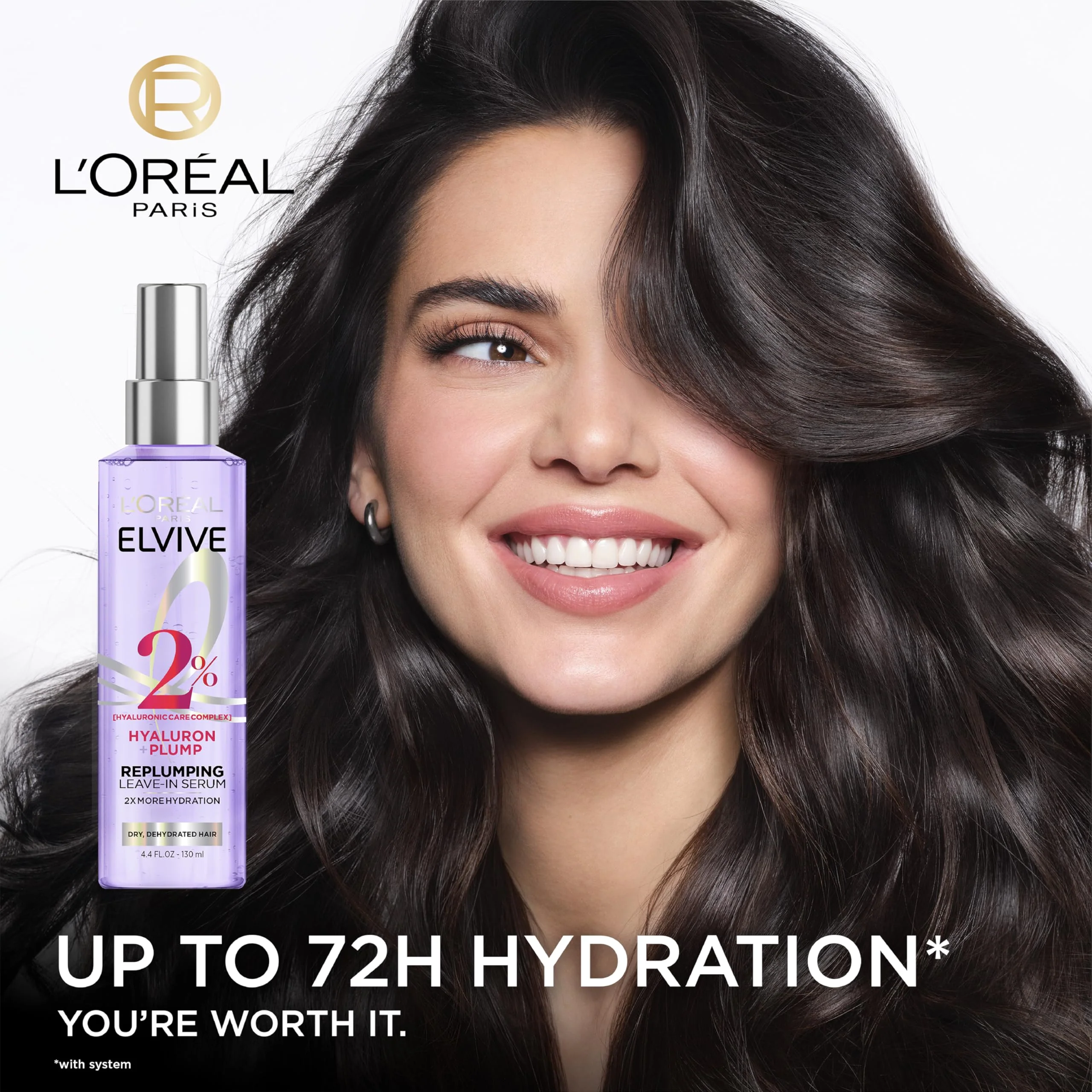 L'Oreal Paris Elvive Hyaluron Plump Moisture Plump Hair Serum for Dehydrated, Dry Hair with Hyaluronic Acid Care Complex, Paraben-Free, 4.4 Fl Oz - Image 8