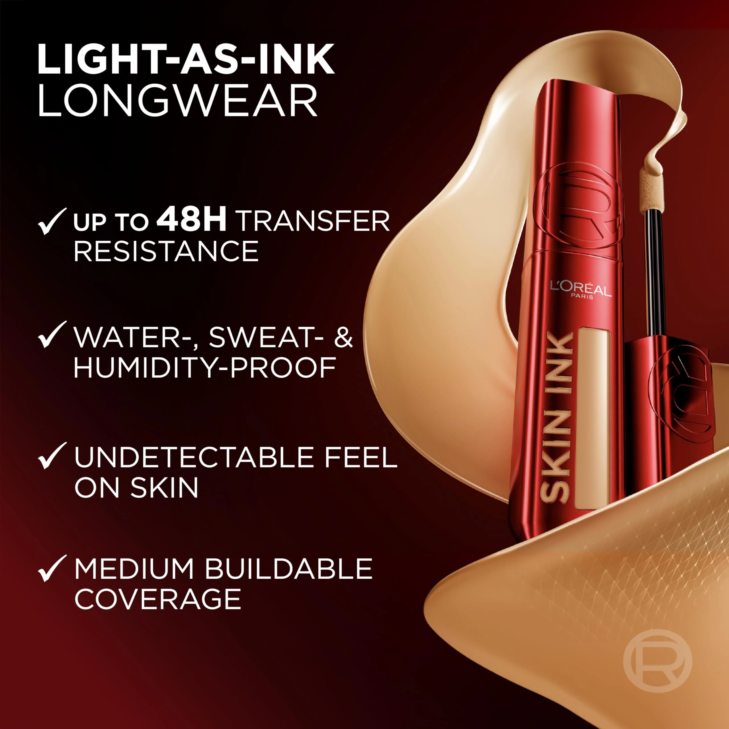 L'Oreal Paris Infallible Skin Ink 2-in-1 Foundation Concealer Hybrid Face Makeup, up to 48HR Transfer-Resistant with Medium Coverage, 125 Light Warm - Image 7