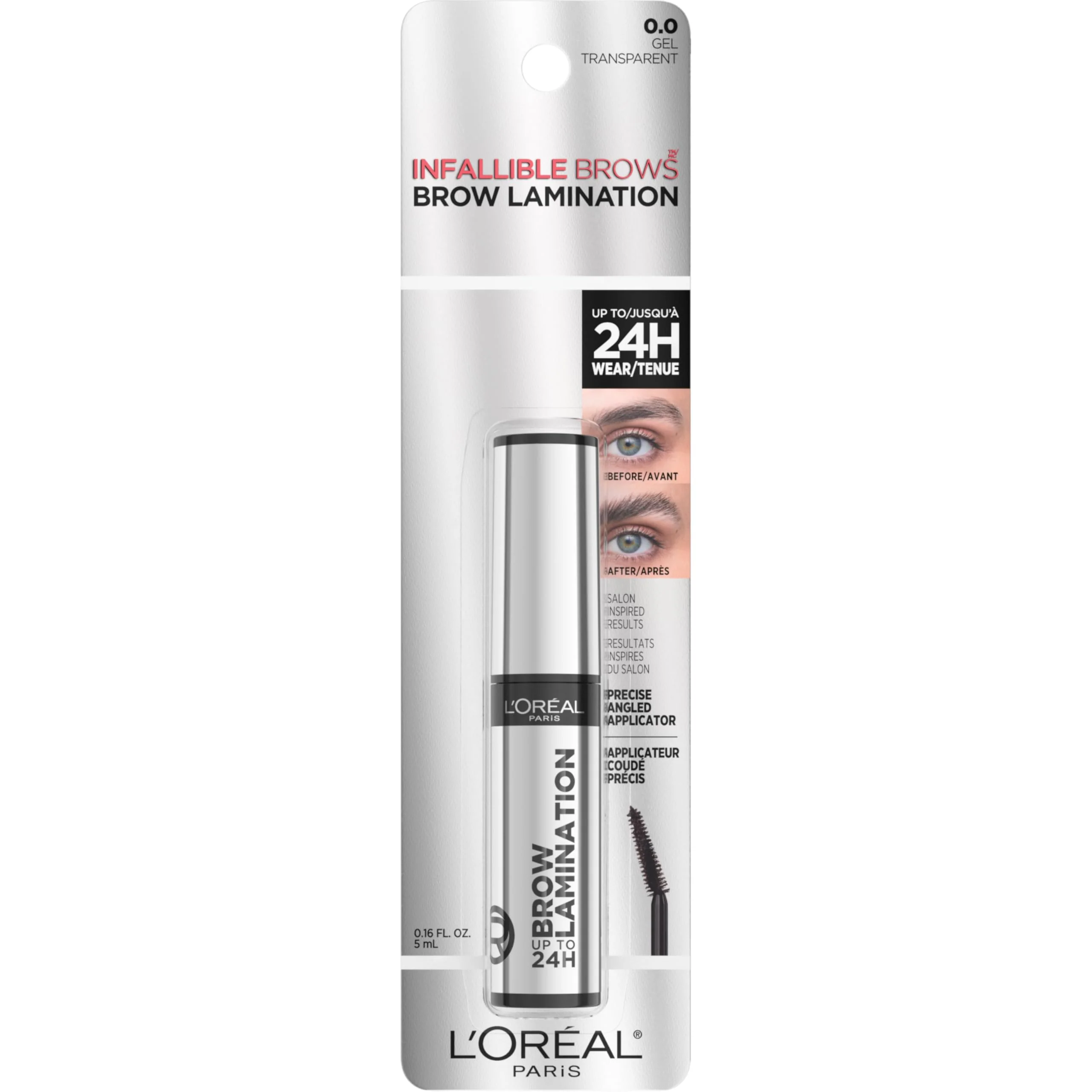 L'Oreal Paris Infallible Up To 24H Wear Brow Lamination, Water-Resistant Longwear Eyebrow Gel Make Up, Clear/Transparent, 0.16 Fl Oz - Image 2