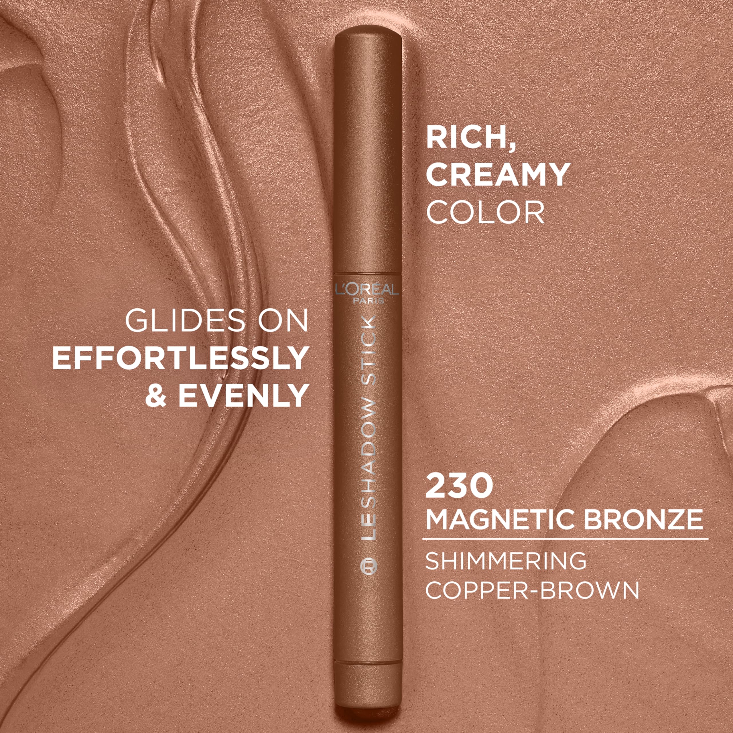 L'Oreal Paris Makeup Le Shadow Stick Eyeshadow, Blendable, Smudge-Resistant, Cream Eyeshadow, Magnetic Bronze, 0.05 Oz - Image 8