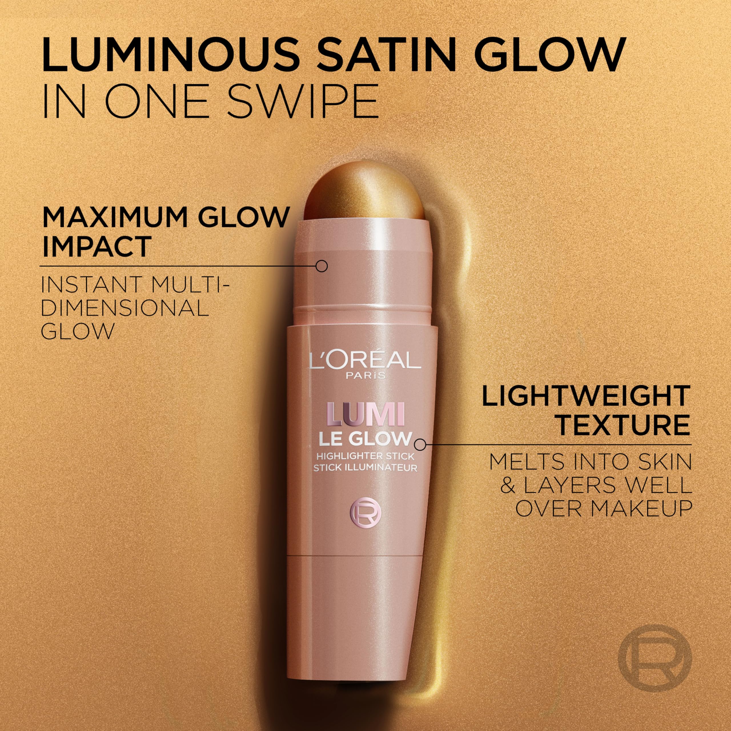 L'Oreal Paris True Match Lumi Le Glow Highlighter Stick, Luminous, Satin, Glowy Highlighter for Face and Body, 635 Golden Couture, 0.17 Oz - Image 4