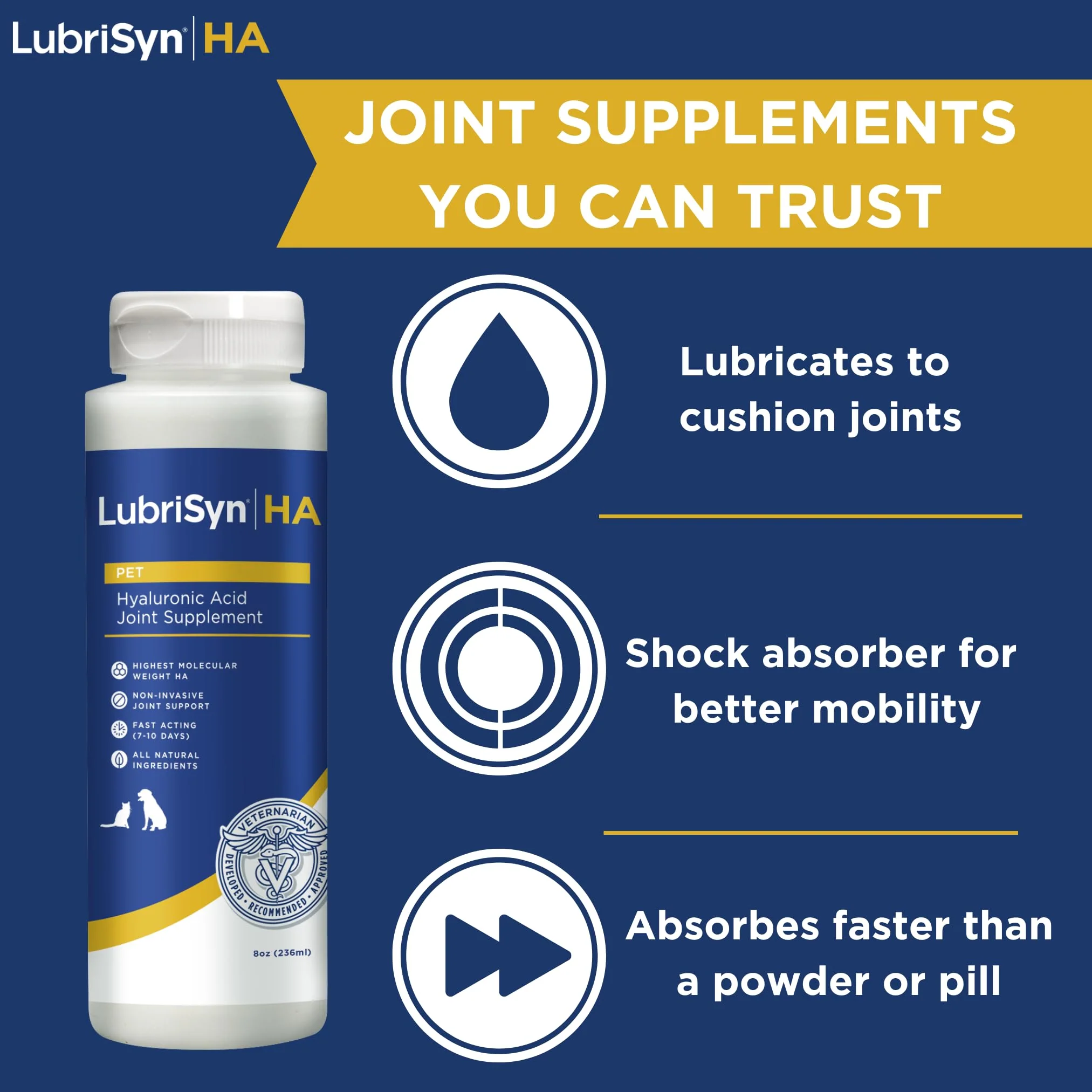 LubriSynHA Hyaluronic Acid Hip & Joint Care Supplement for Dogs, Cats & Horses – Liquid Oral HA for Pets – Joint Support Supplement Promotes Mobility, Flexibility, Cartilage Health & Comfort – 8oz - Image 6