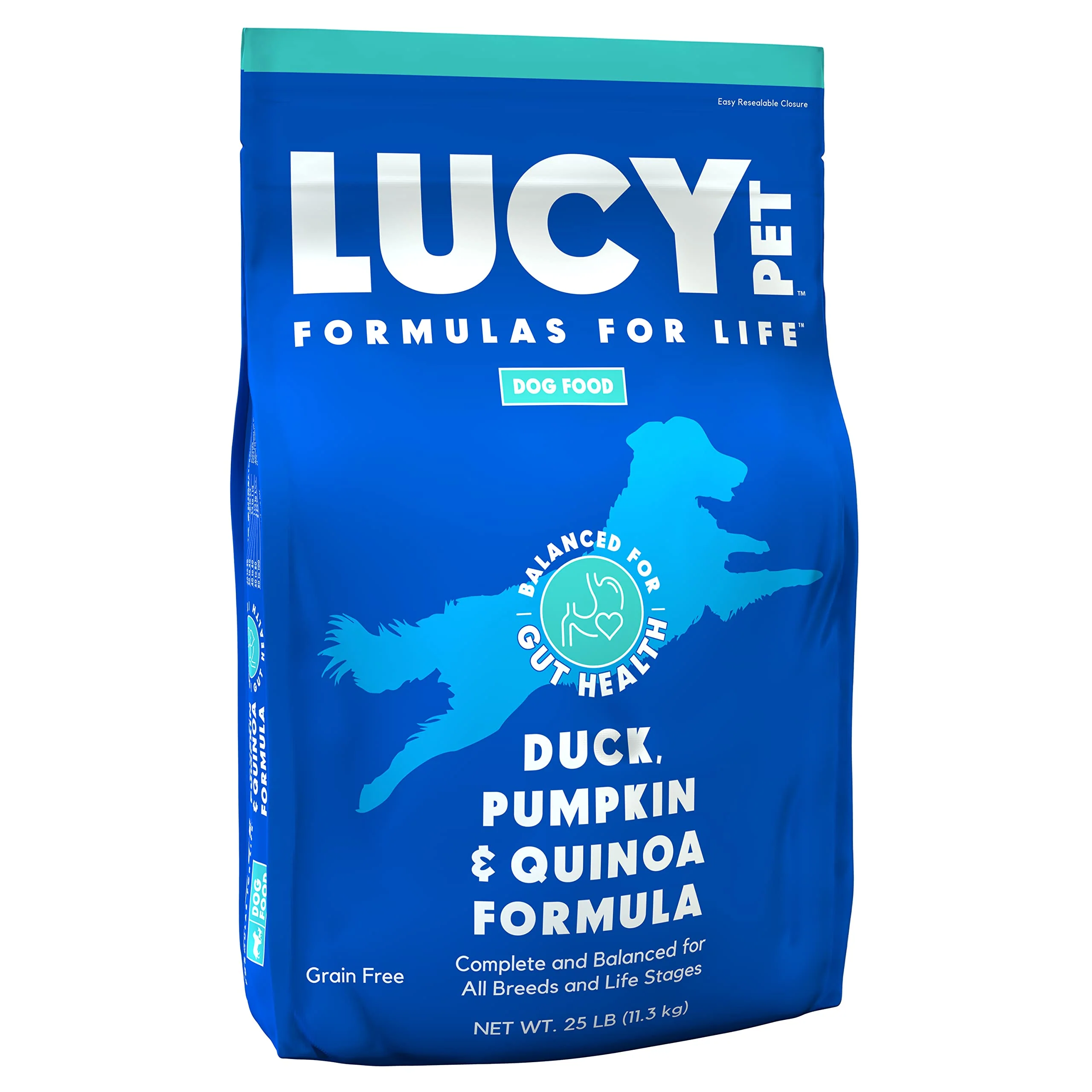 Lucy Pet Products Formulas for Life Duck, Pumpkin & Quinoa Dry Dog Food, All Life Stages, Digestive Health, Sensitive Stomach and Skin, 25lb bag