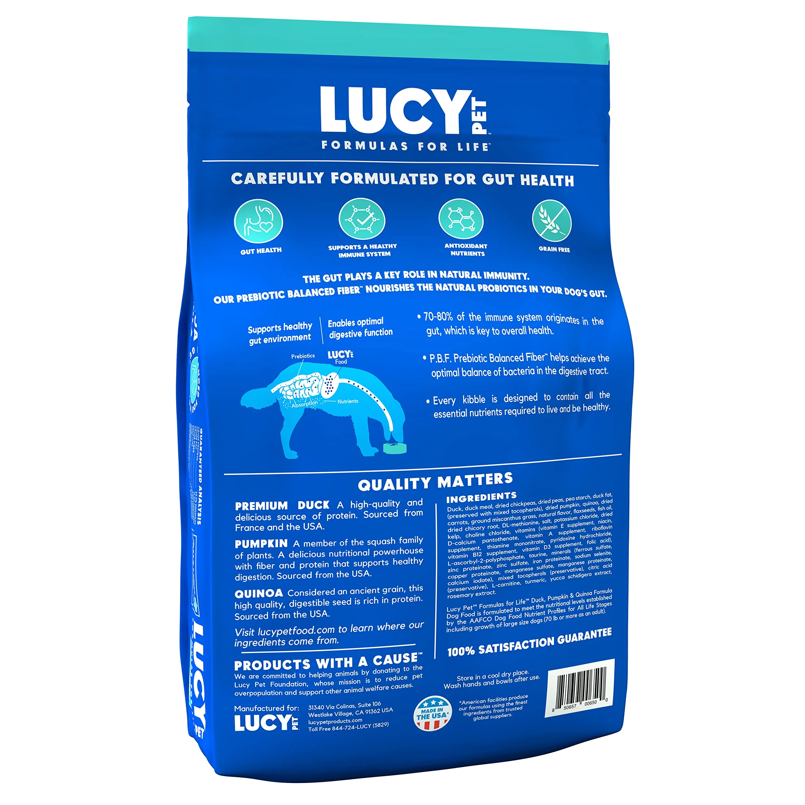 Lucy Pet Products Formulas for Life Duck, Pumpkin & Quinoa Dry Dog Food, All Life Stages, Digestive Health, Sensitive Stomach and Skin, 25lb bag - Image 8