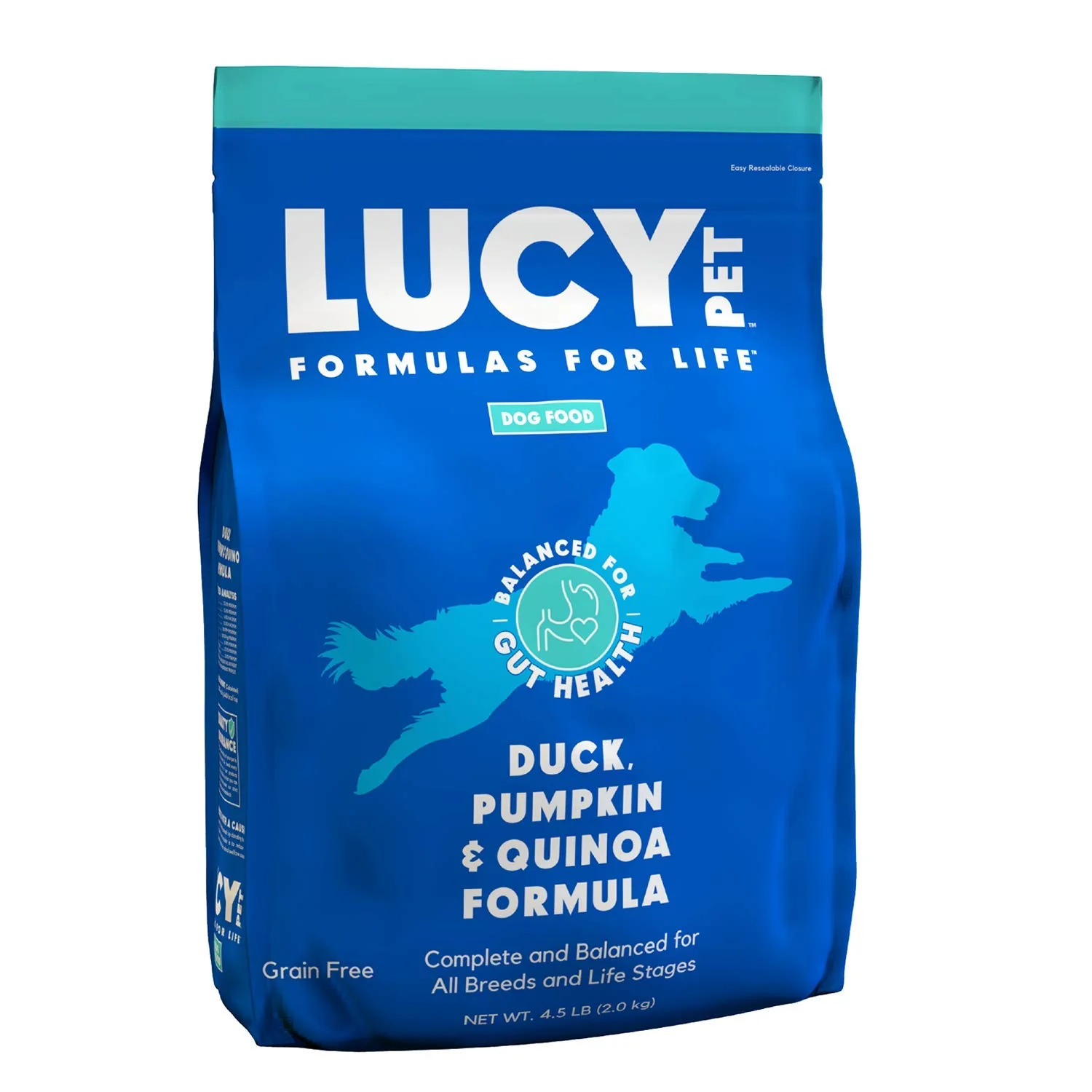 Lucy Pet Products Formulas for Life Duck, Pumpkin & Quinoa Dry Dog Food, All Life Stages, Digestive Health, Sensitive Stomach and Skin, 4.5lb bag