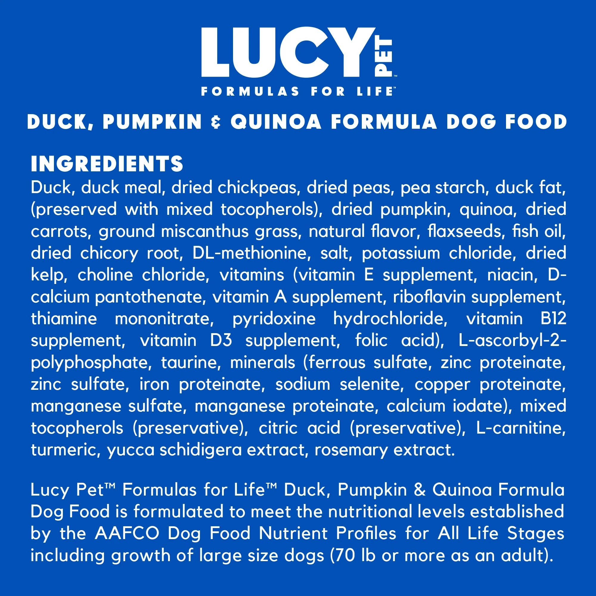 Lucy Pet Products Formulas for Life Duck, Pumpkin & Quinoa Dry Dog Food, All Life Stages, Digestive Health, Sensitive Stomach and Skin, 4.5lb bag - Image 3