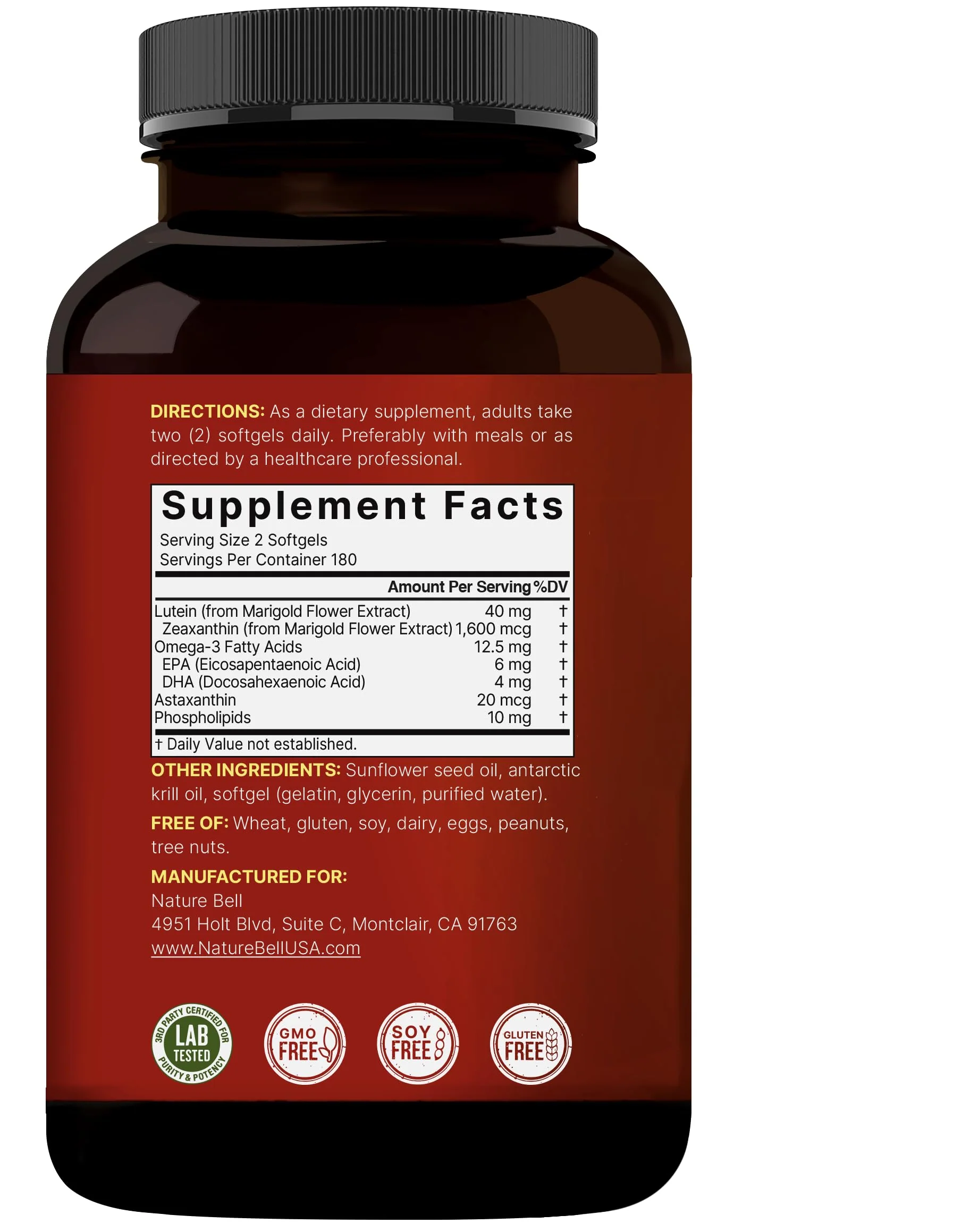 Lutein 40mg + Zeaxanthin 1,600mcg, 360 Softgels | 4-in-1 Formula with Astaxanthin, Omega-3 & Phospholipids | Marigold Flower Extract | Supports Eye, Brain & Vision Health | Non-GMO, Gluten Free - Image 3