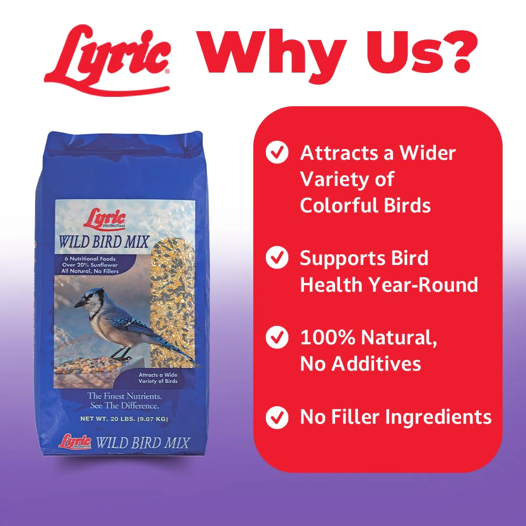 Lyric Wild Bird Mix - Includes Corn, Nuts, and Wild Bird Seed for Outside Feeders, Attracts Doves, Jays and Many More, 40 lb Bag - Image 7