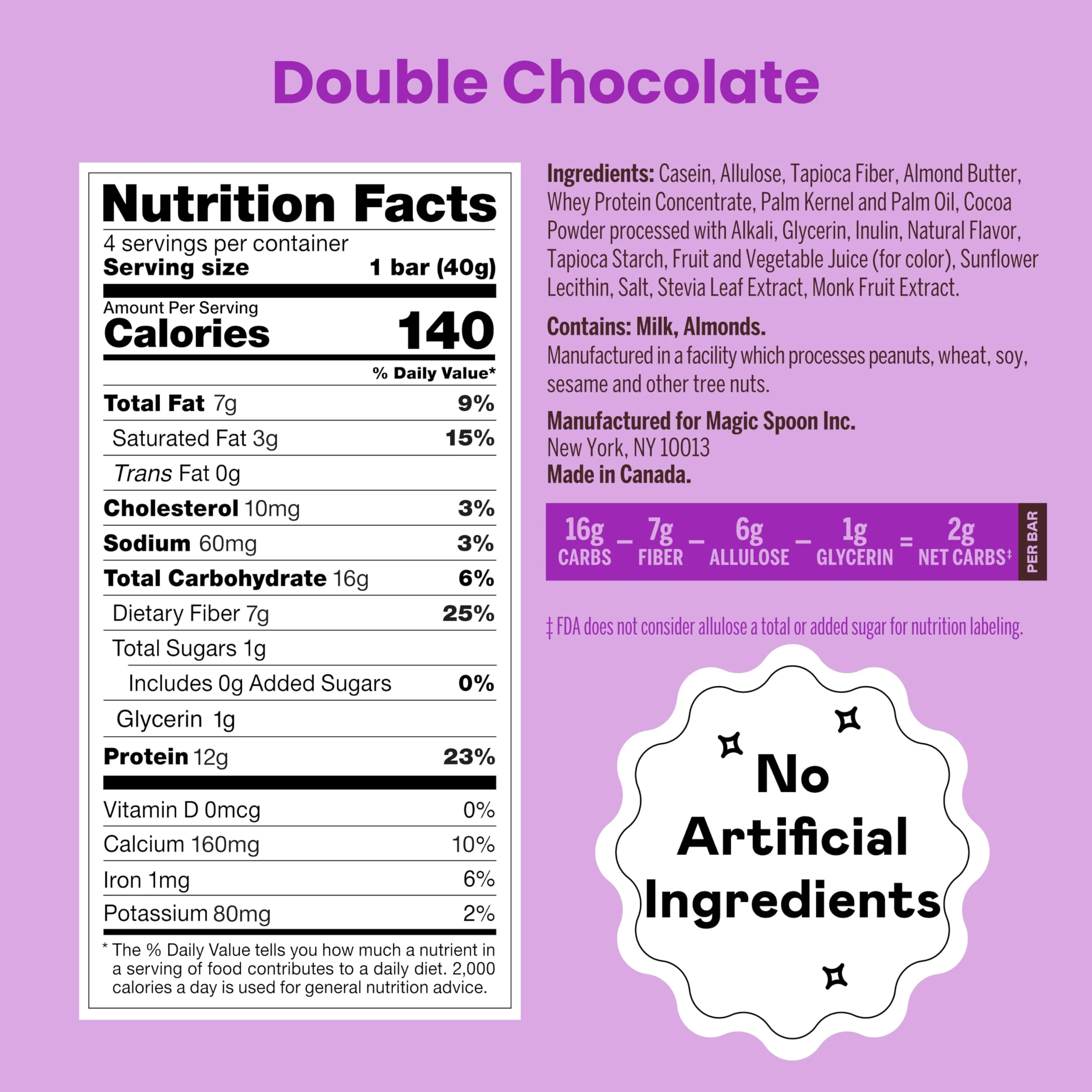 Magic Spoon Treats - 8 High Protein Bars, Double Chocolate - High Protein Gluten Free Snack - Sugar Free & Gluten Free Protein Cereal Bar - Low Carb & Keto Friendly - Healthy Snacks for Adults - Image 7