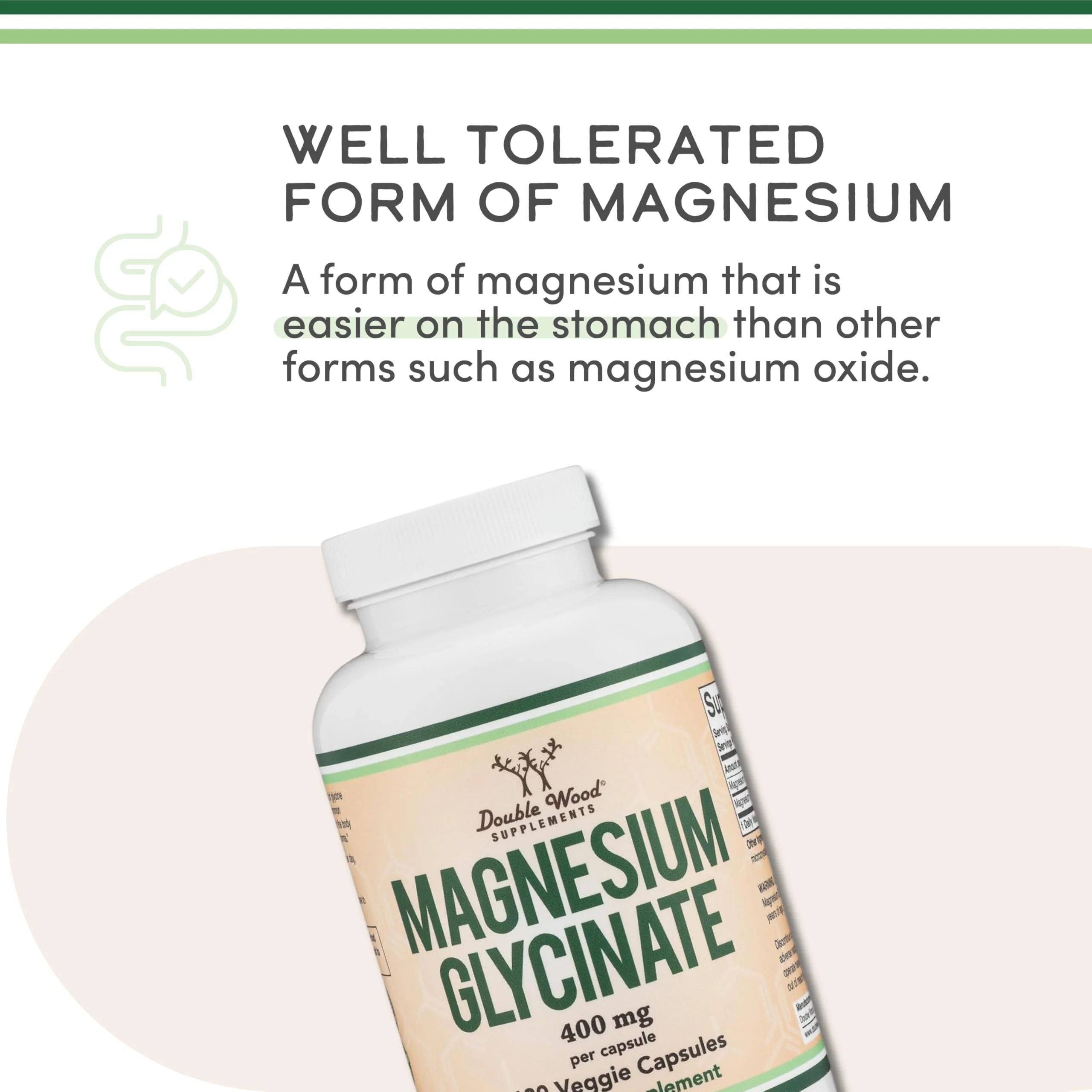 Magnesium Glycinate 400mg | 180 Capsules | Sleep, Muscle, & Heart Support | Vegan, Third Party Tested, Gluten Free, Non-GMO, by Double Wood Supplements - Image 7
