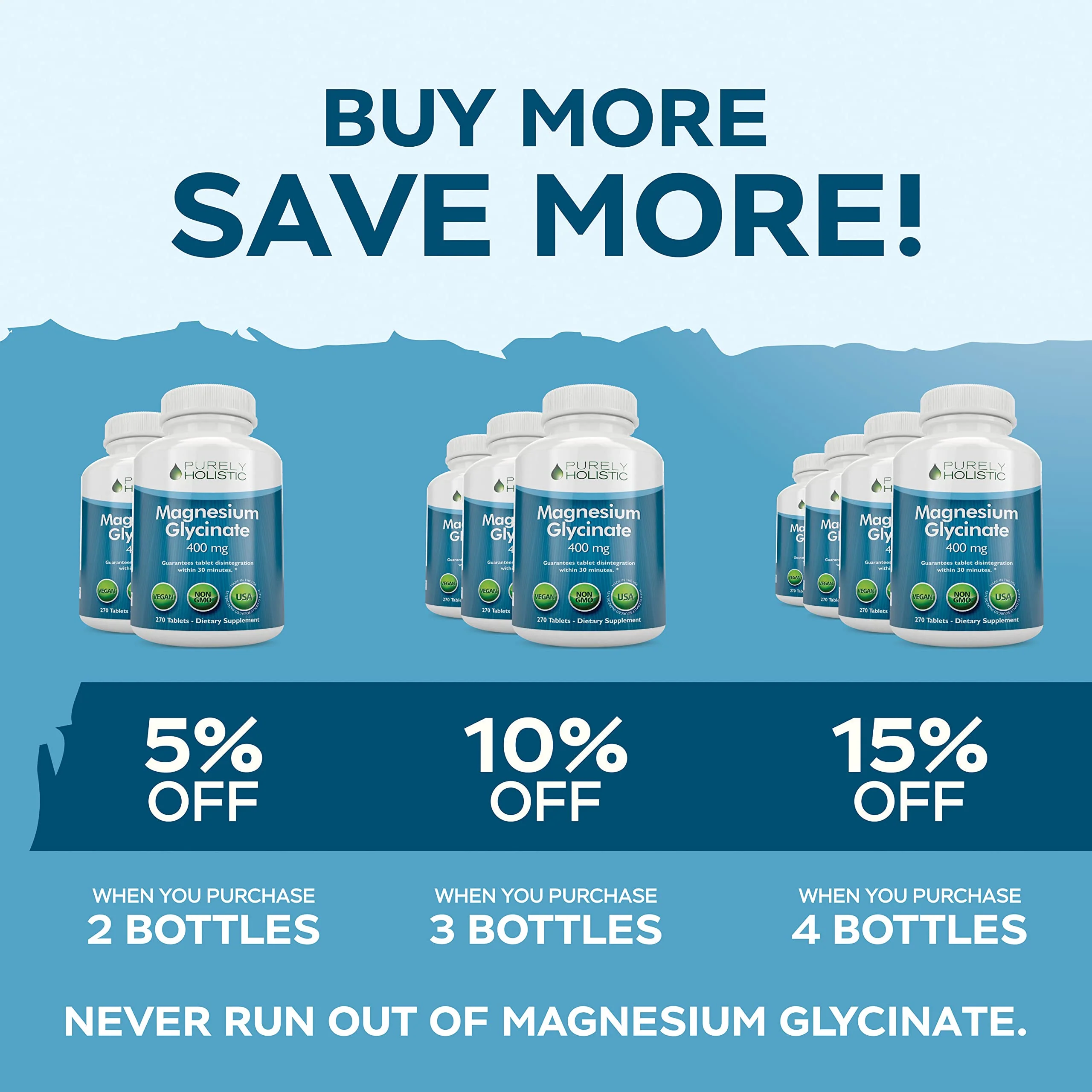 Magnesium Glycinate 400mg | 4+ Month Supply | Sleep, Relaxation & Muscle Support | High Absorption Chelated Magnesium Supplement for Women & Men | Gentle on Digestion | Vegan | 270 Tablets - Image 2