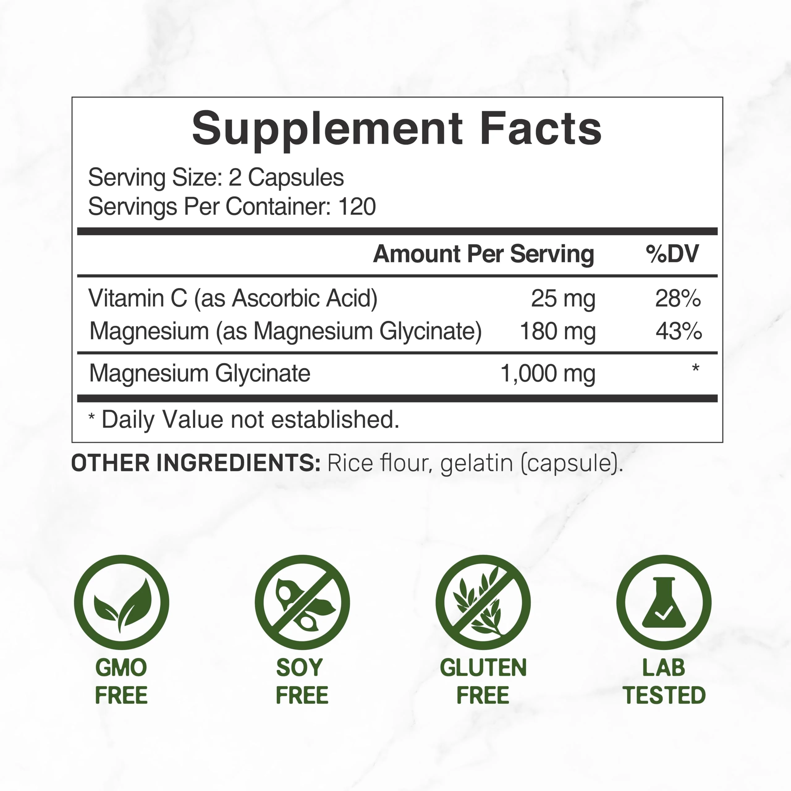 Magnesium Glycinate 500mg Per Capsule (1000mg Per Serving) Plus Vitamin C, 240 Capsules – 100% Chelated for Easy Absorption – Essential Mineral Supplement - Image 5