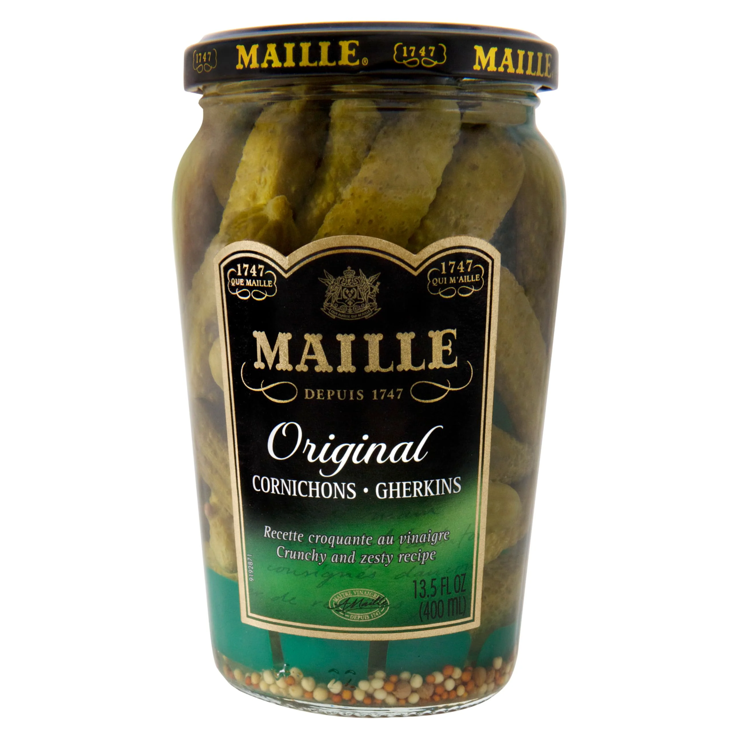 Maille Pickles Cornichons Original Pack of 12 The perfect cornichon for garnishing a gourmet sandwich or snacking Product of France 13.5 oz