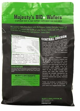 Majesty's Biotin Wafers - Superior Horse / Equine Hoof and Coat Support Supplement - Copper, Zinc, Lysine, Methionine - 30 Count (1 Month Supply) - Image 9