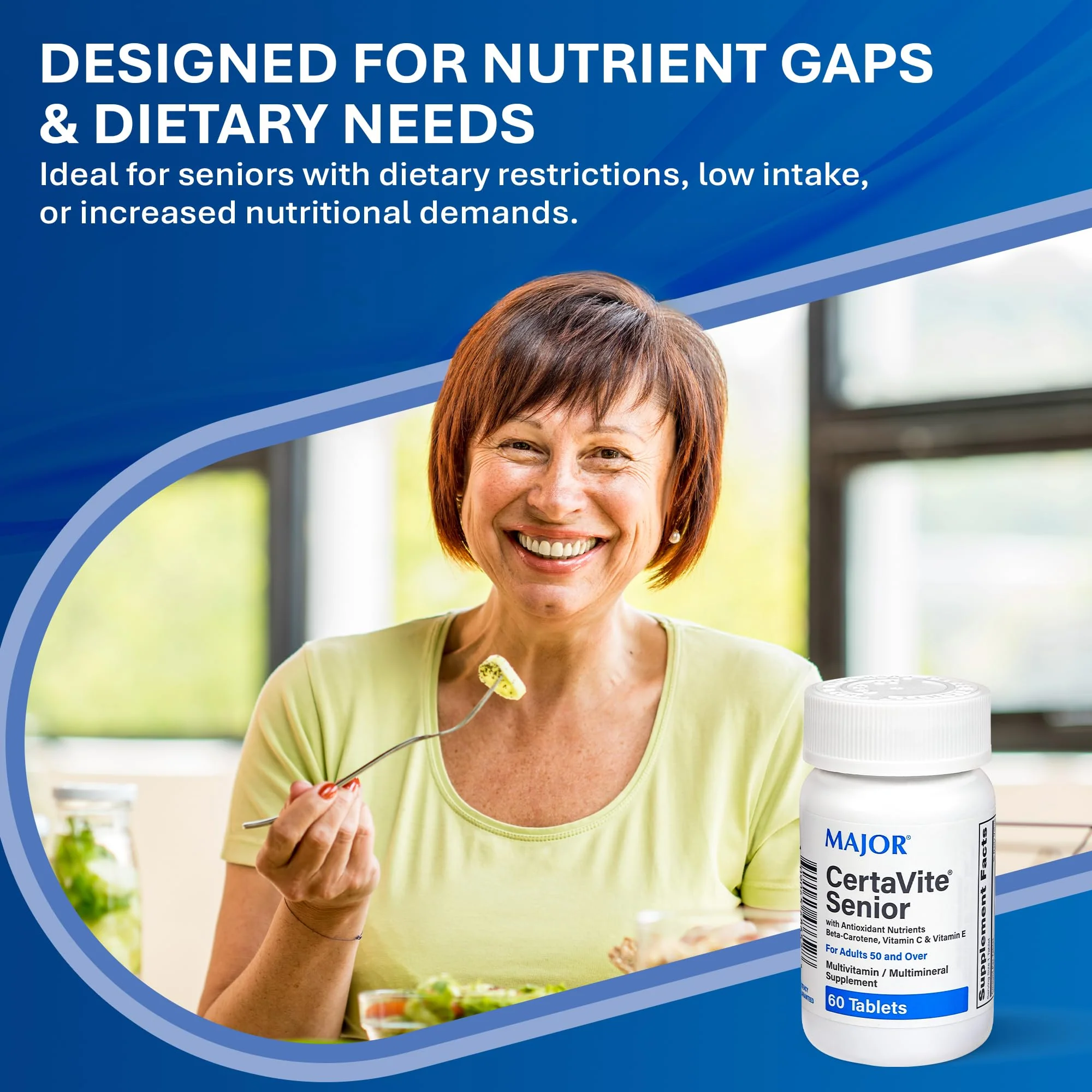MAJOR CertaVite Senior Multivitamin with Antioxidants – Multivitamin for Women and Men with Beta-Carotene, Iron, Vitamin C & E – Supports Immunity, Energy & Vision – 60 Tablets - Image 4