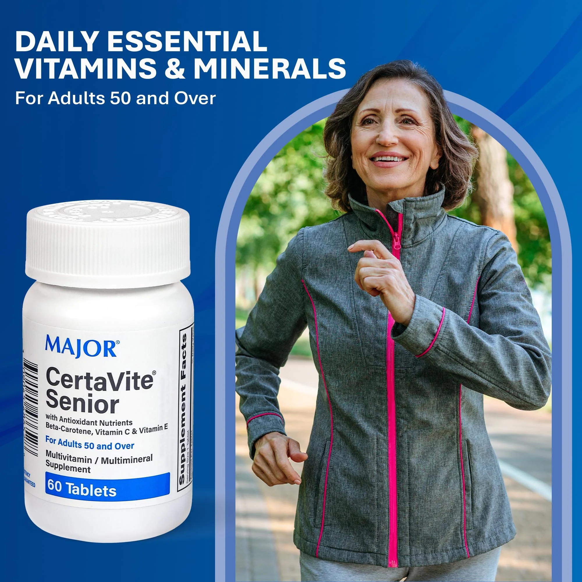 MAJOR CertaVite Senior Multivitamin with Antioxidants – Multivitamin for Women and Men with Beta-Carotene, Iron, Vitamin C & E – Supports Immunity, Energy & Vision – 60 Tablets - Image 6