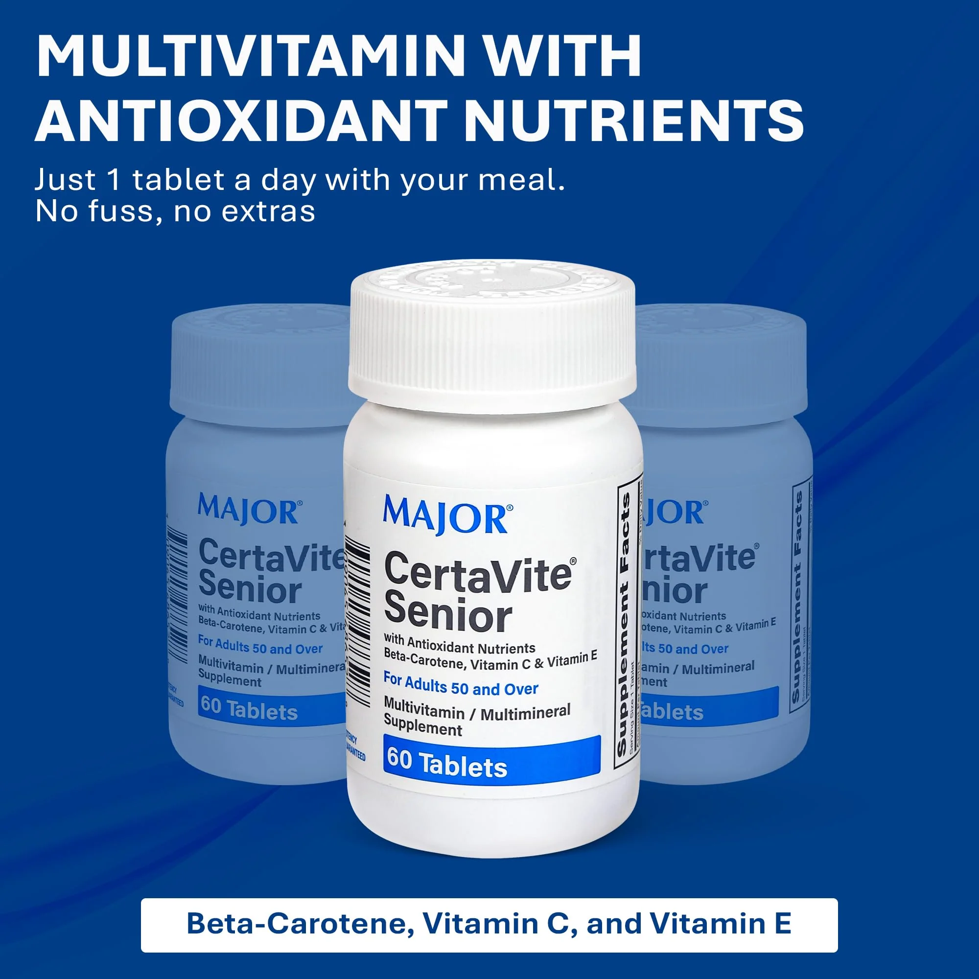 MAJOR CertaVite Senior Multivitamin with Antioxidants – Multivitamin for Women and Men with Beta-Carotene, Iron, Vitamin C & E – Supports Immunity, Energy & Vision – 60 Tablets - Image 7