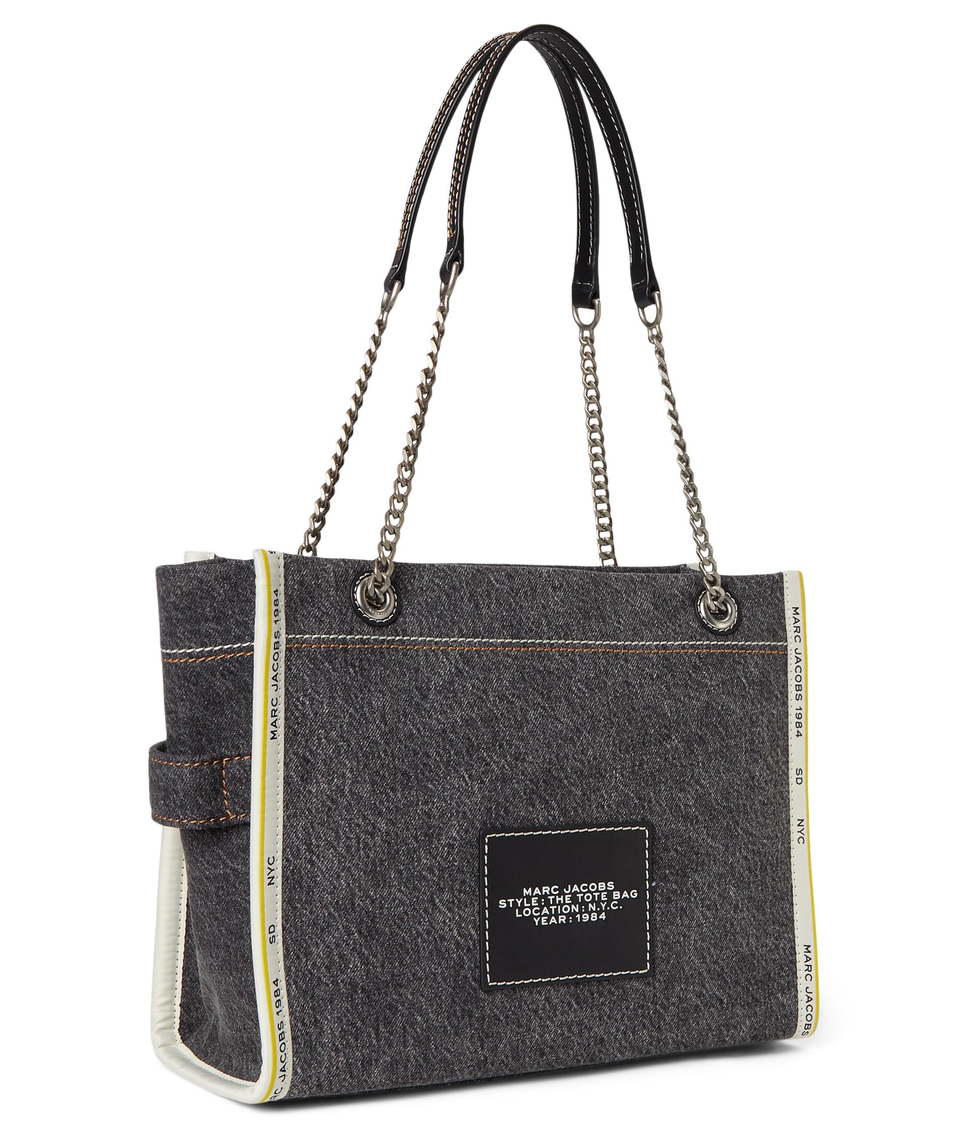Marc Jacobs Womens The Denim Chain Medium Tote Bag Black Wash Onesize - Image 5