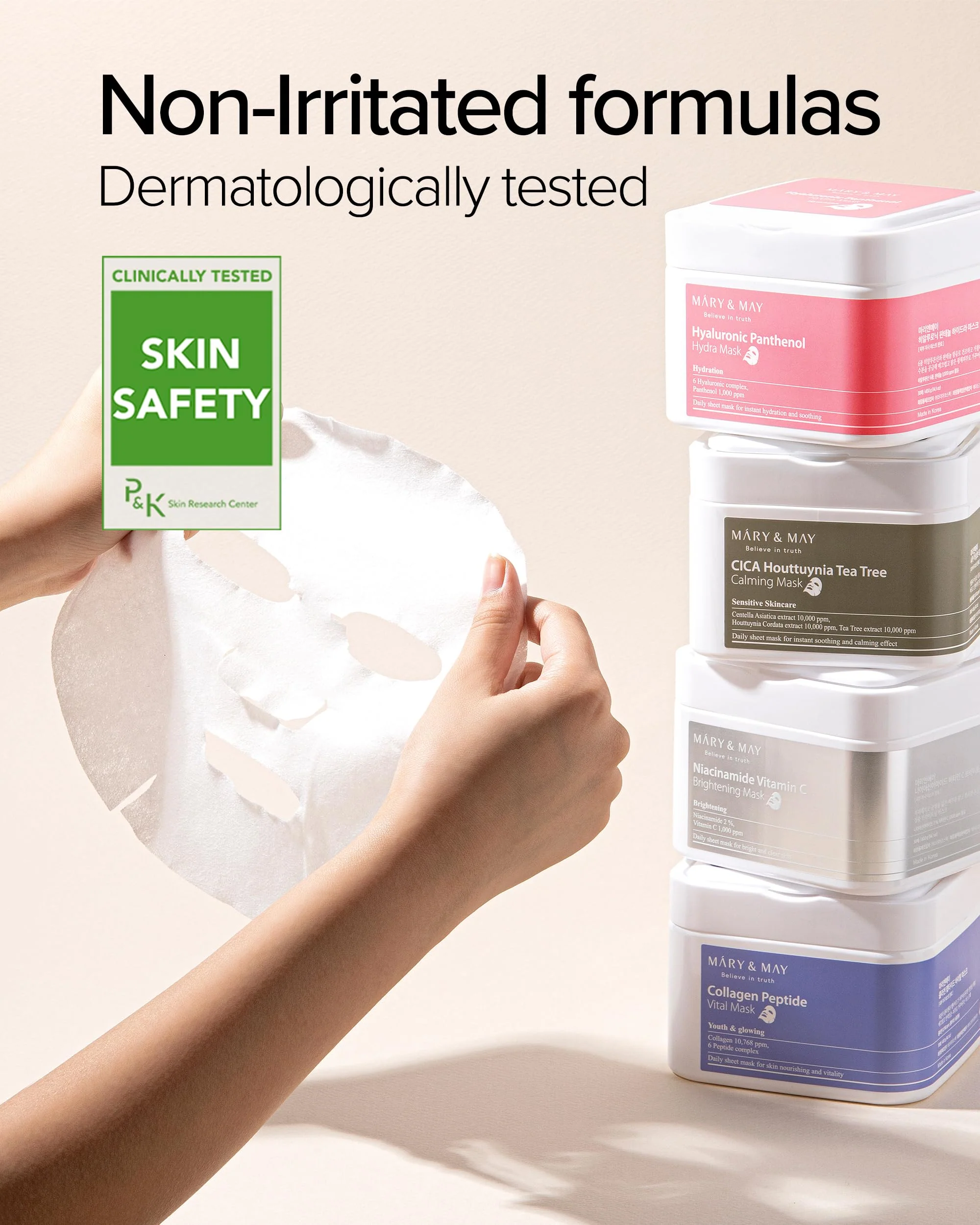 Mary&May Hyaluronic Panthenol Hydra Mask (30 Sheets) – Daily Pull-Out Box with 6 Types HA, Hydrating & Soothing Korean Sheet Mask for Dry Dehydrated Skin, Glass Skin Prep - Image 3