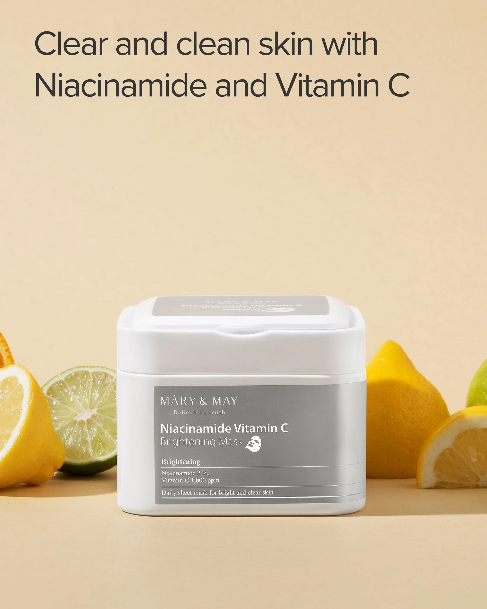 Mary&May Niacinamide Vitamin C Mask (30 Sheets) - Korean Face Mask for Glowing Skin - Daily Sheet Mask for Dark Spots & Dullness - Fragrance-Free, 13.52 fl.oz - Image 5