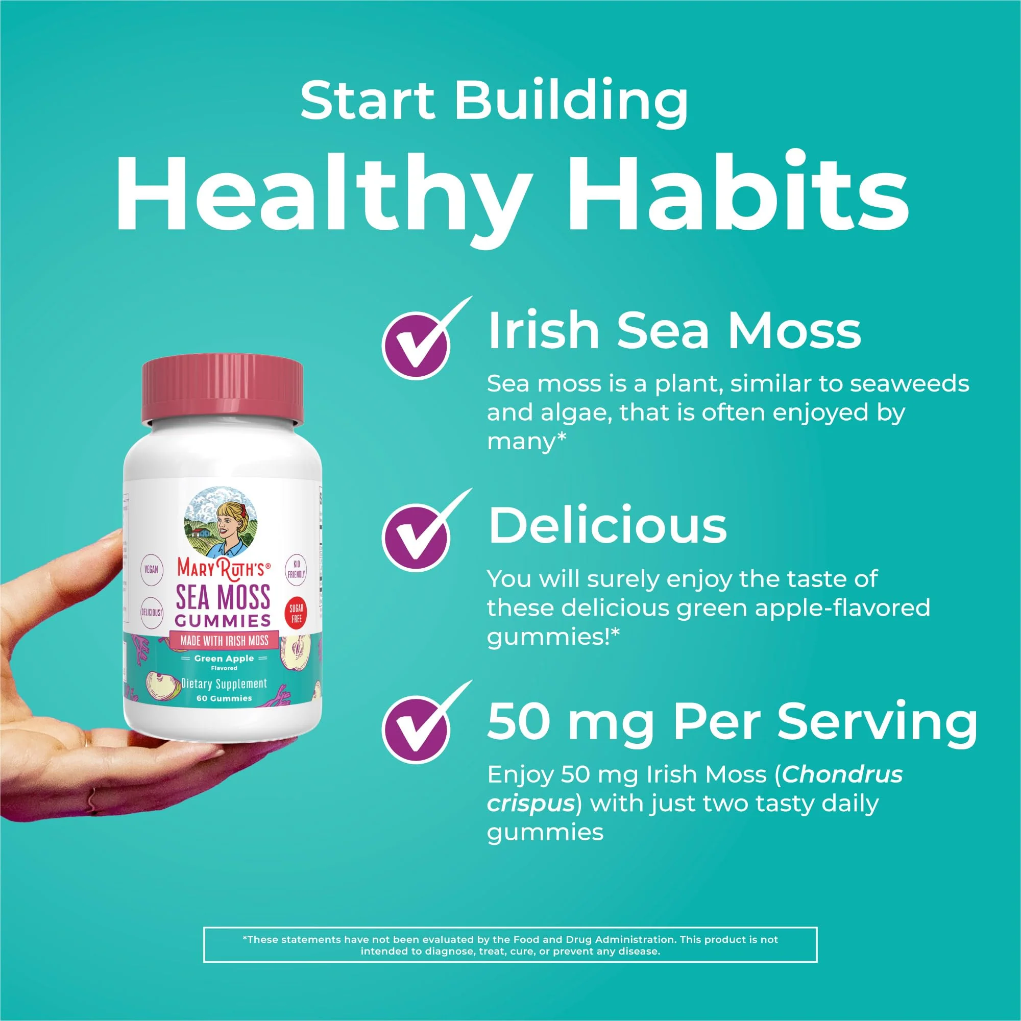 MaryRuth Organics Gummies Sugar Free Made with Irish Sea Moss for Gut Health and Immune Support Formulated for Adults and Kids Ages 4+ Vegan Non-GMO Gluten Free | 60 Count - Image 6