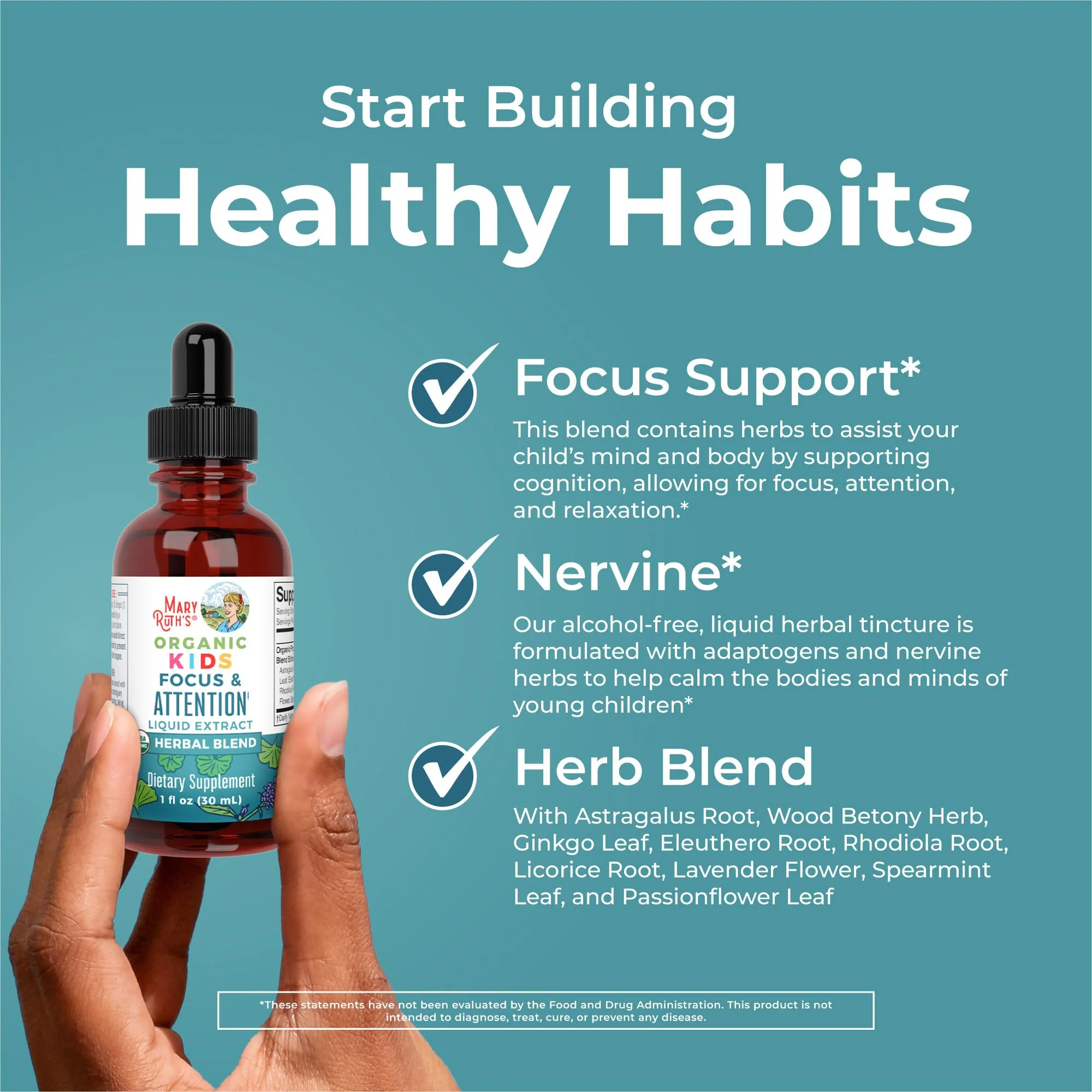 MaryRuth Organics Kids Focus & Attention Drops | USDA Organic Drops | Ginkgo Biloba | Rhodiola Root & Licorice Root | Adaptogenic | Calm | Vegan | Non-GMO | Gluten Free | 30 Servings - Image 6