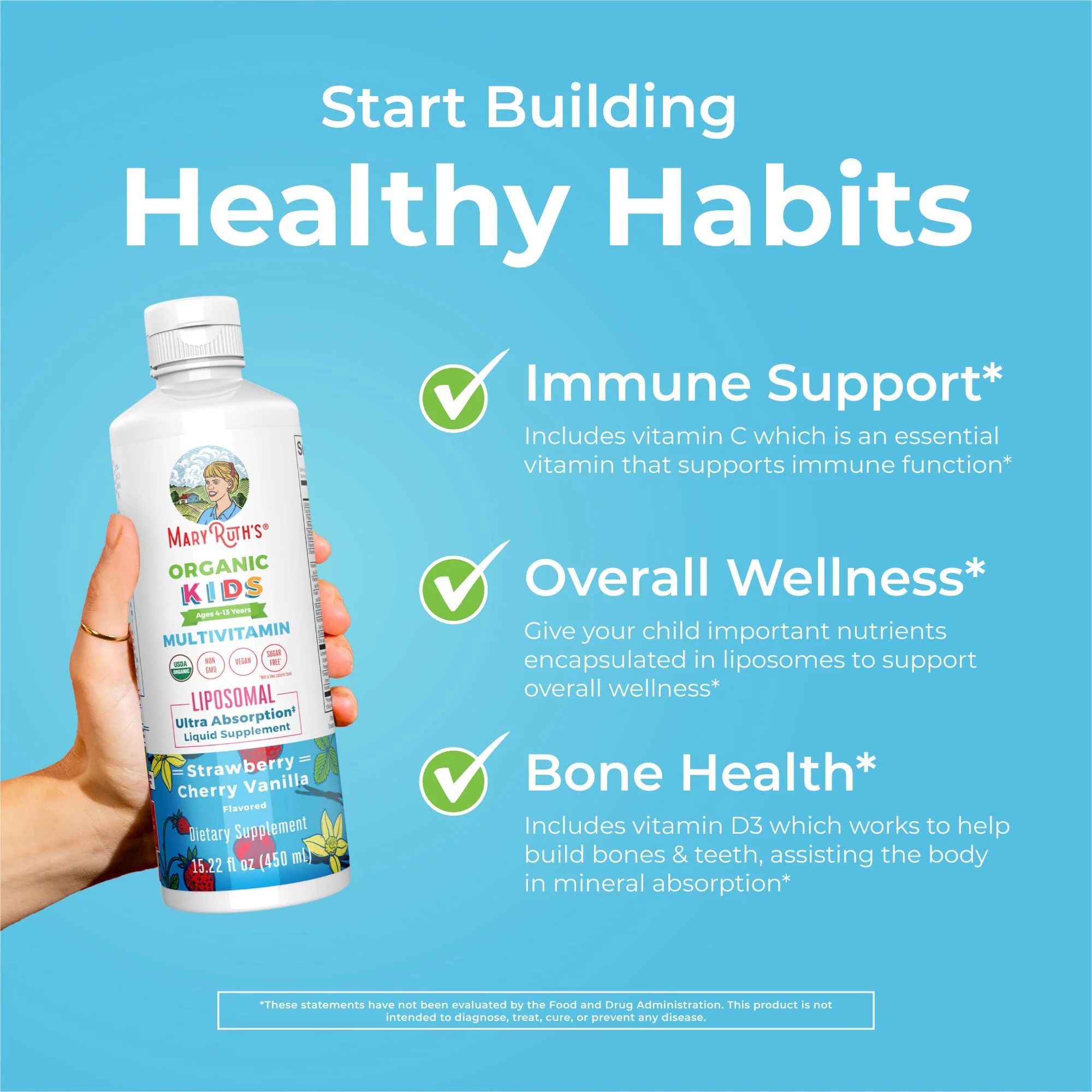 MaryRuth Organics Kids Multivitamin Liposomal | Vegan, Sugar-Free Vitamins for Kids | Ages 4+ | 2 Month Supply | 15.22 Fl Oz - Image 6