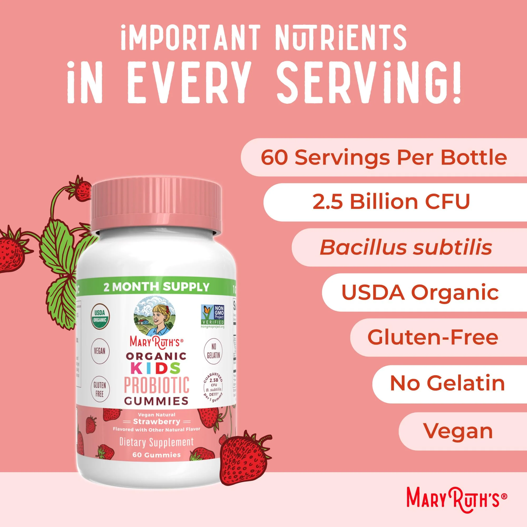 MaryRuth Organics Kids Probiotics for Digestive Health | USDA Probiotic Gummies | 2 Month Supply | Kids Probiotics | Immune Support | Gut Health Supplement | Vegan | Non-GMO | Gluten Free | 60 Count - Image 5