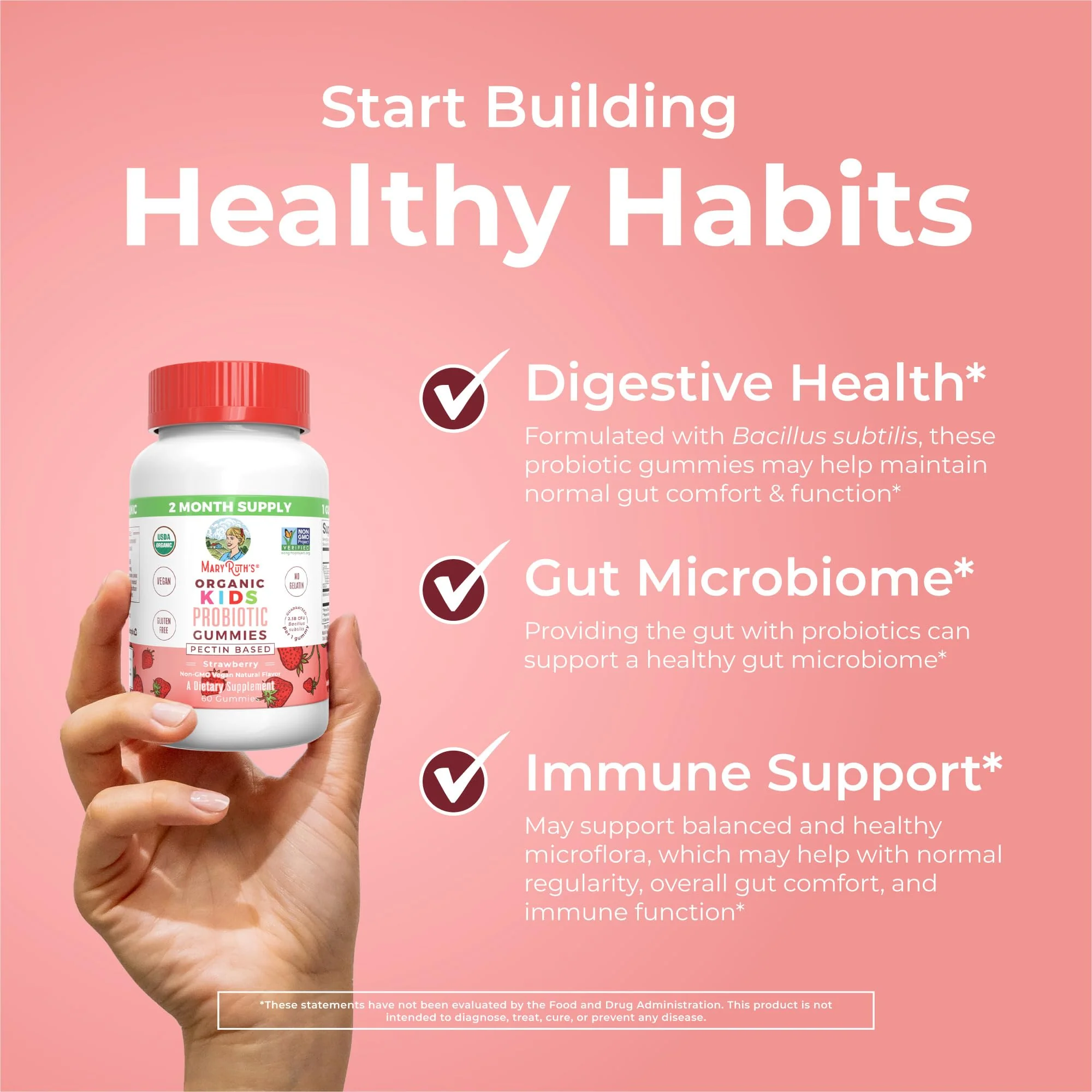 MaryRuth Organics Kids Probiotics for Digestive Health | USDA Probiotic Gummies | 2 Month Supply | Kids Probiotics | Immune Support | Gut Health Supplement | Vegan | Non-GMO | Gluten Free | 60 Count - Image 7