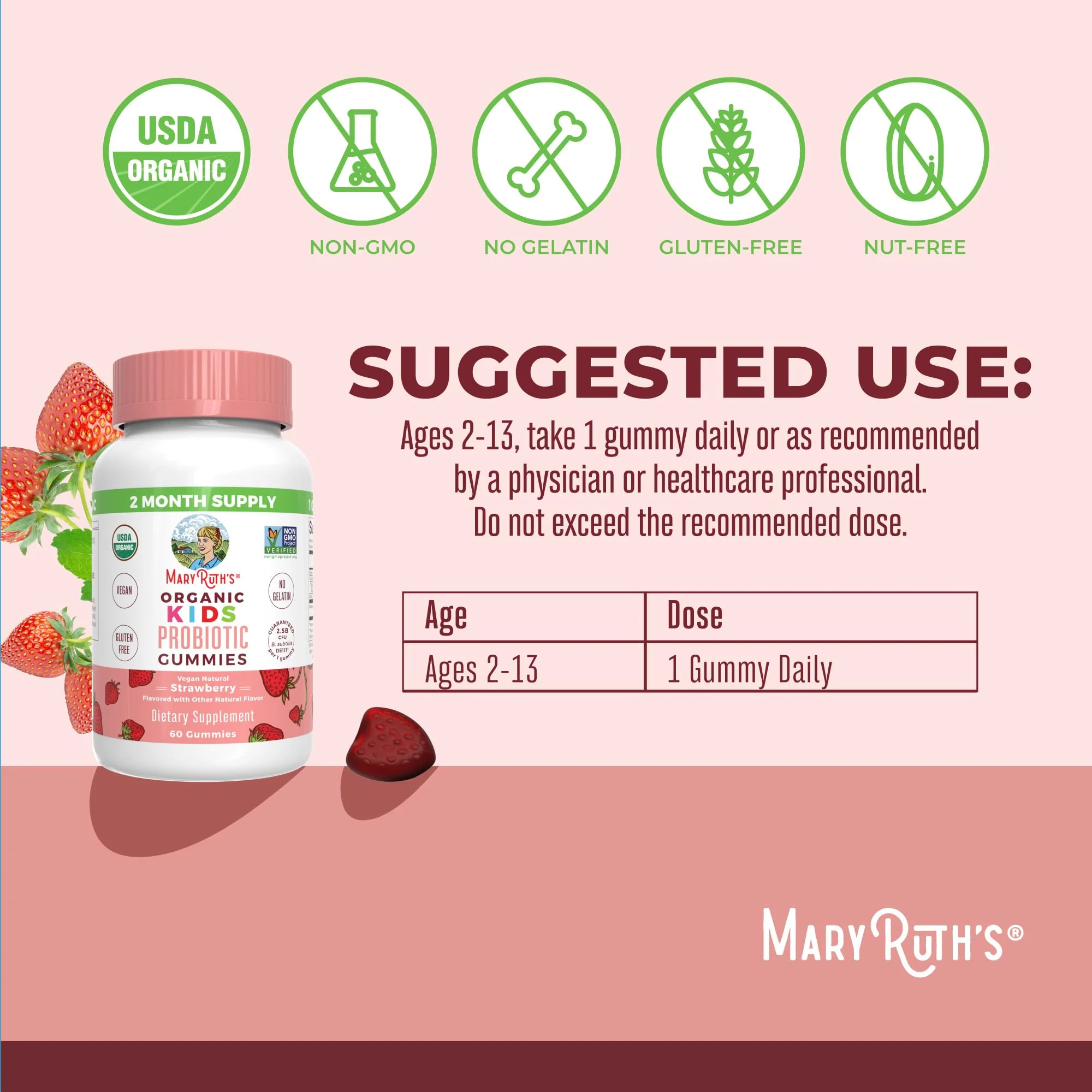 MaryRuth Organics Kids Probiotics for Digestive Health | USDA Probiotic Gummies | 2 Month Supply | Kids Probiotics | Immune Support | Gut Health Supplement | Vegan | Non-GMO | Gluten Free | 60 Count - Image 9