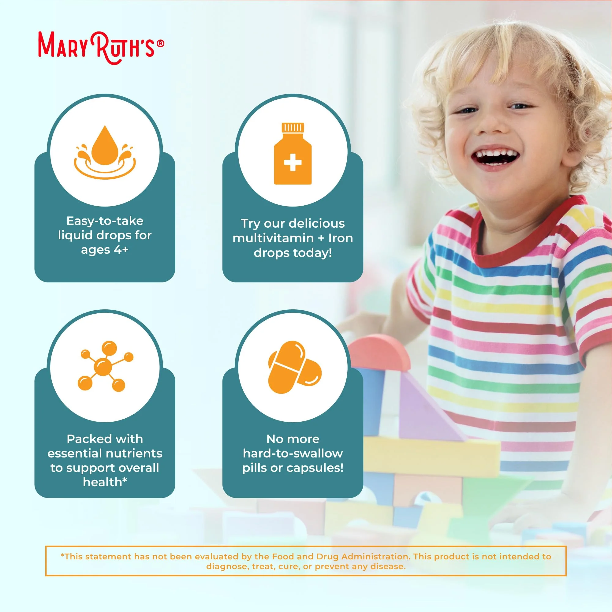 MaryRuth Organics Multivitamin & Multimineral with Iron for Toddlers | USDA Organic | Sugar Free | Multivitamin Liquid Drops for Kids Ages 1-3 | Immune Support | Vegan | Non-GMO | 2 Fl Oz - Image 5