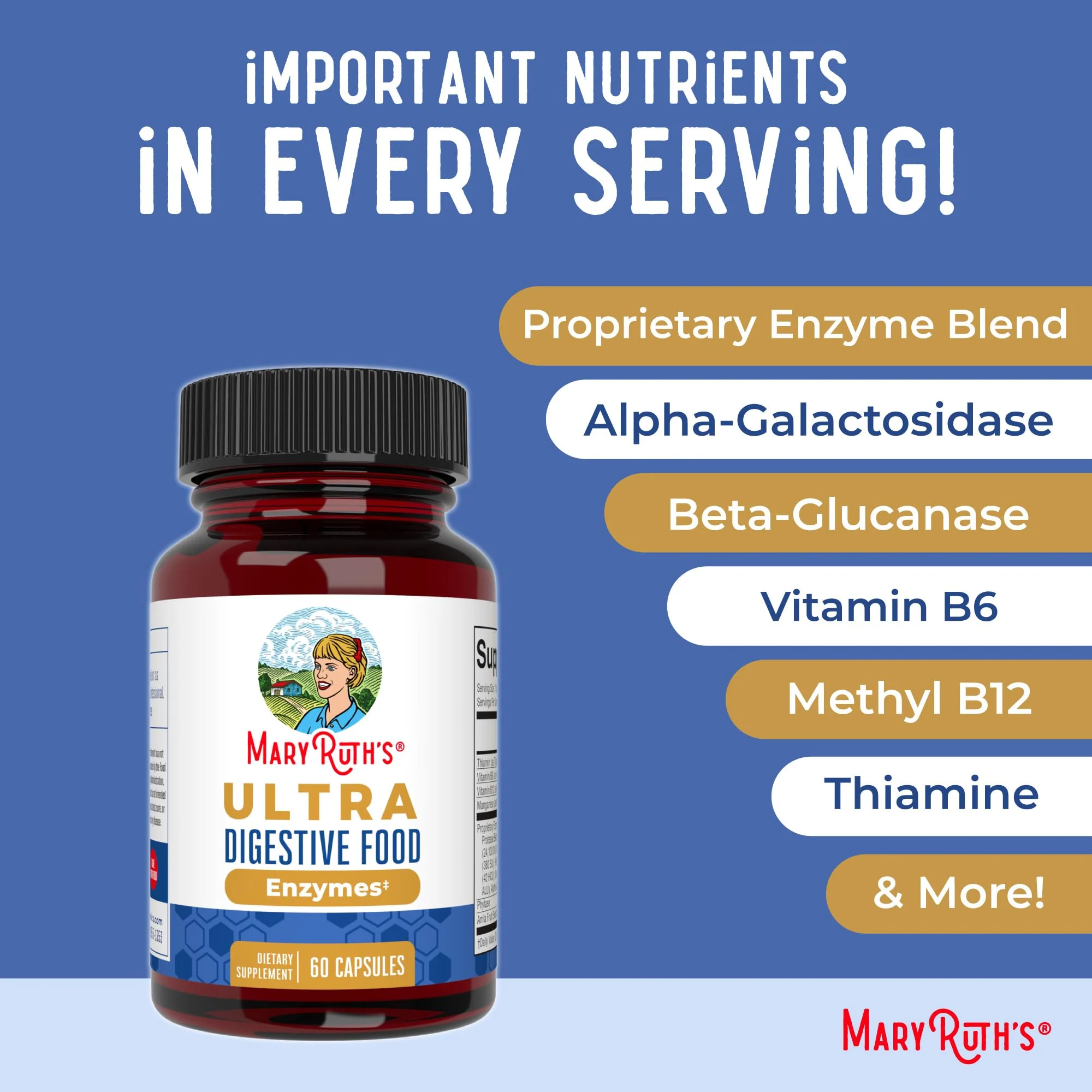 MaryRuth Organics Ultra Digestive Enzymes Capsules | Up to 2 Month Supply | Supplement for Gut Health Support | Digestion & Immune Support with Amylase | Lipase & Lactase | Vegan | 60 Count - Image 5