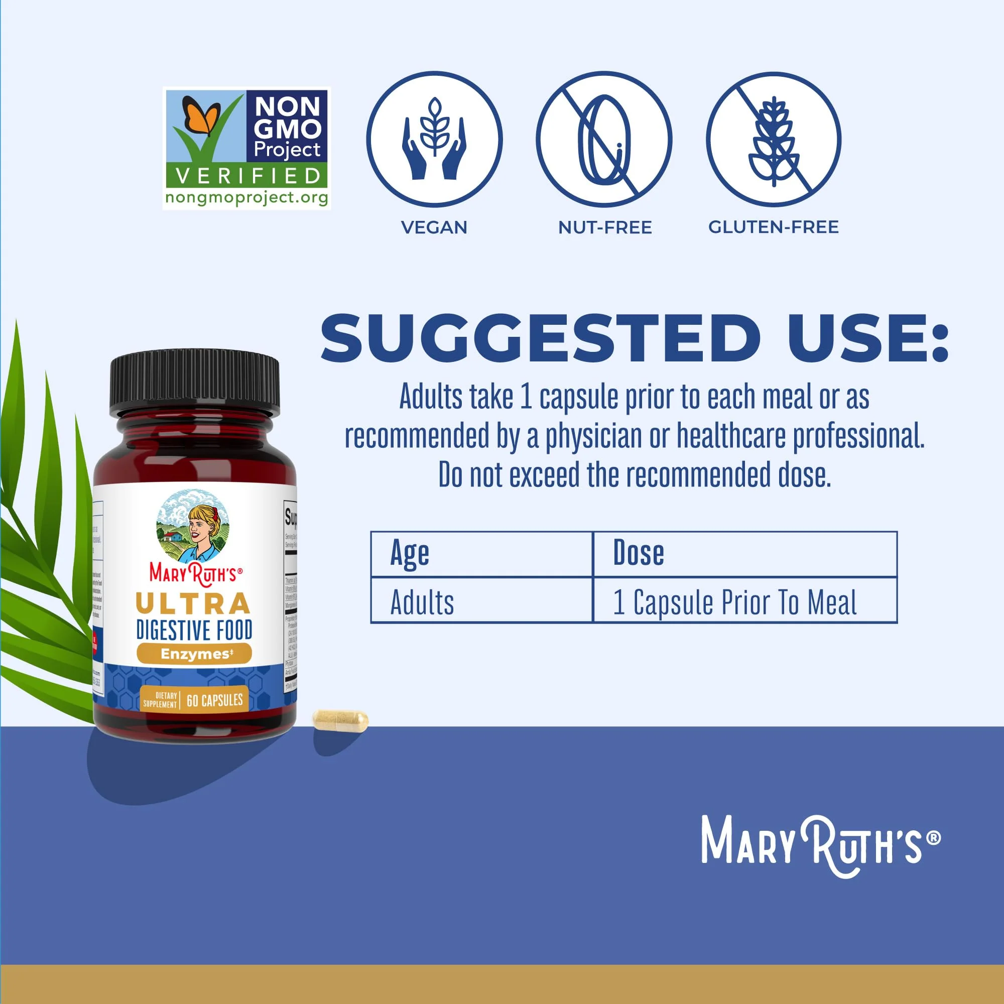 MaryRuth Organics Ultra Digestive Enzymes Capsules | Up to 2 Month Supply | Supplement for Gut Health Support | Digestion & Immune Support with Amylase | Lipase & Lactase | Vegan | 60 Count - Image 9